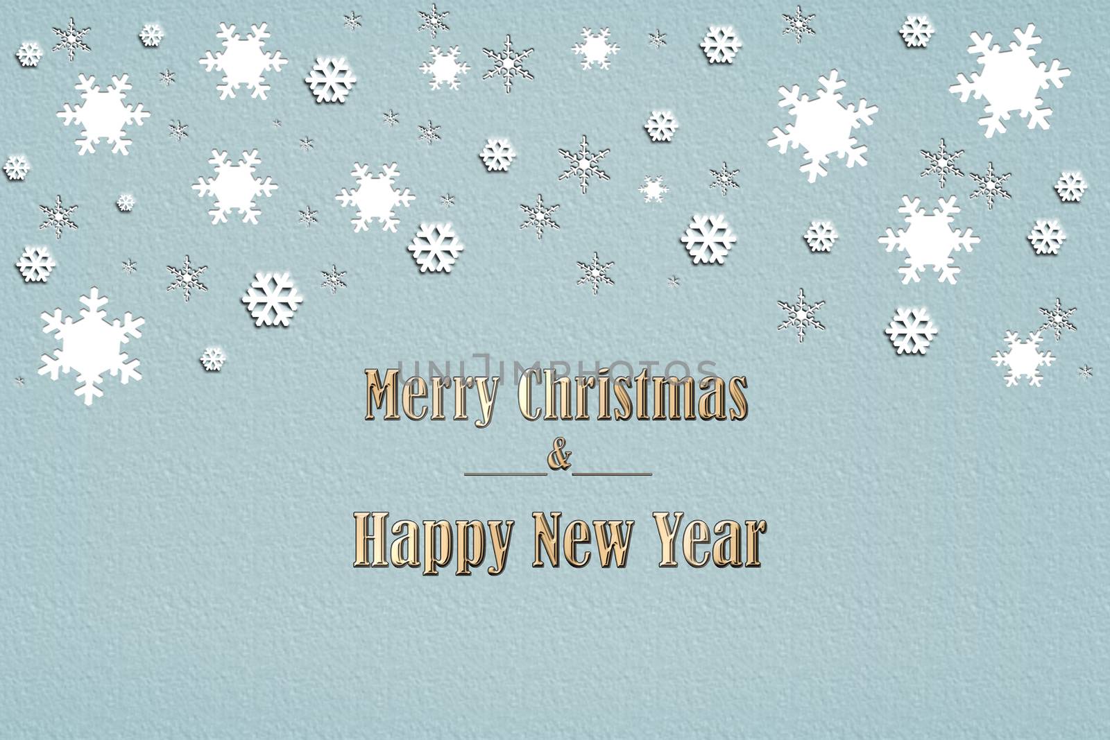 Stylish beautiful snowflakes design for winter, text Merry Christmas and Happy New Year. Abstract Paper Craft Snowflakes pastel background. Greeting Christmas card. Paper art design. 3D illustration.