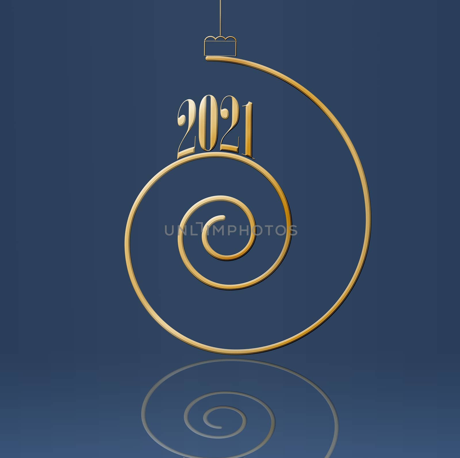 2021 Merry Christmas happy new year gold spiral shape. by NelliPolk