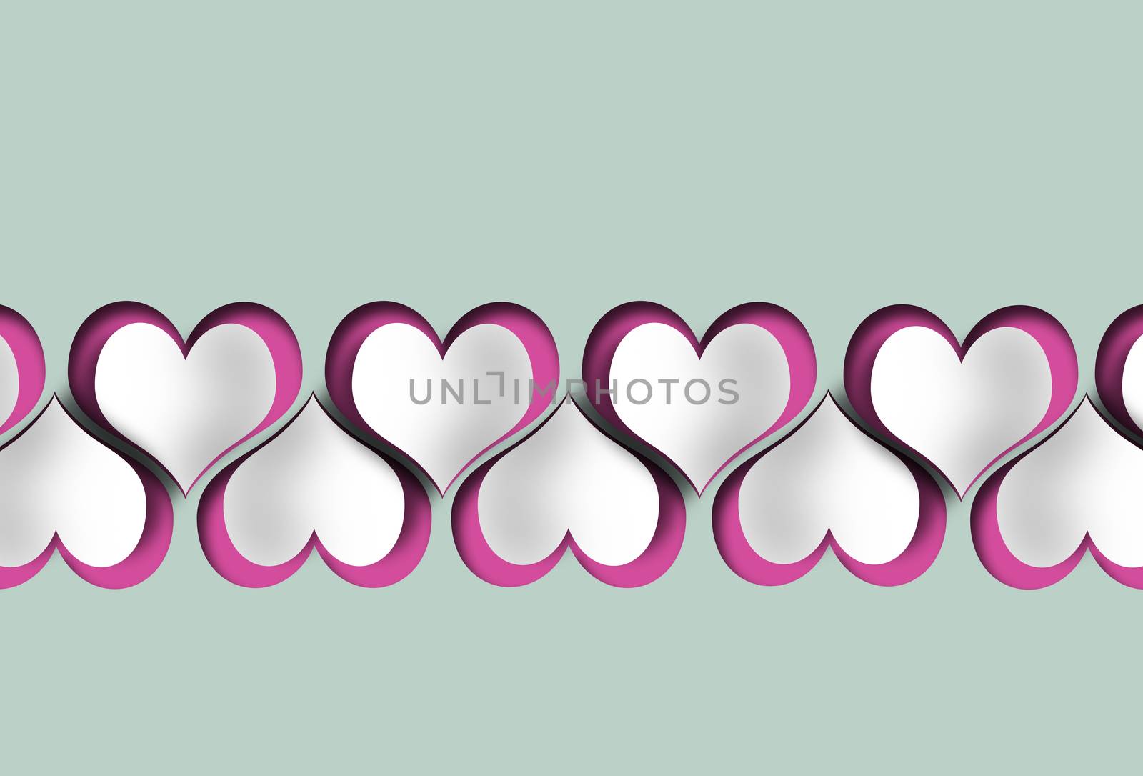 line heart shape border with realistic paper hearts on pastel background by NelliPolk
