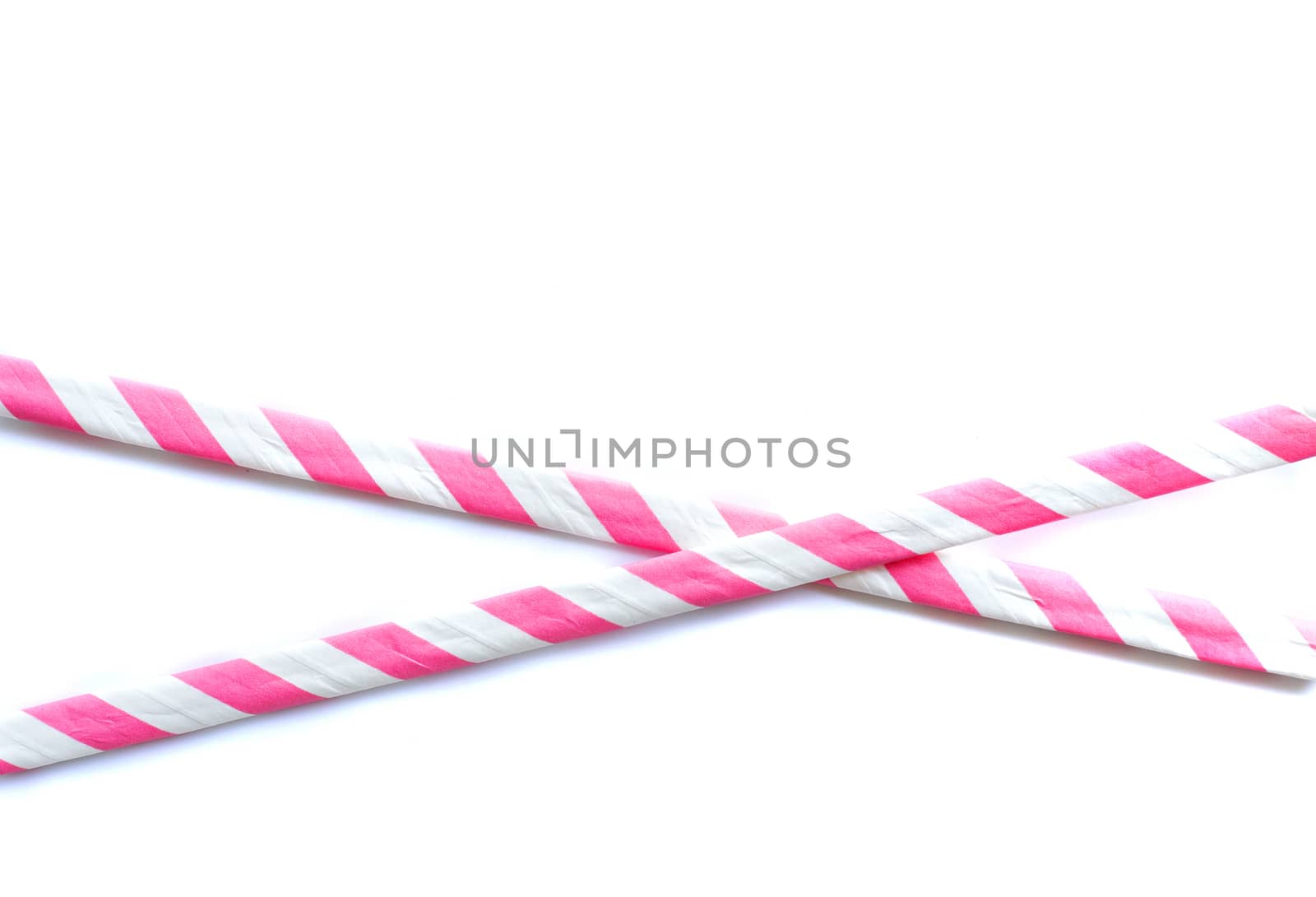 Two crosed wjite and red straws as symbol of no entry sign background by NelliPolk