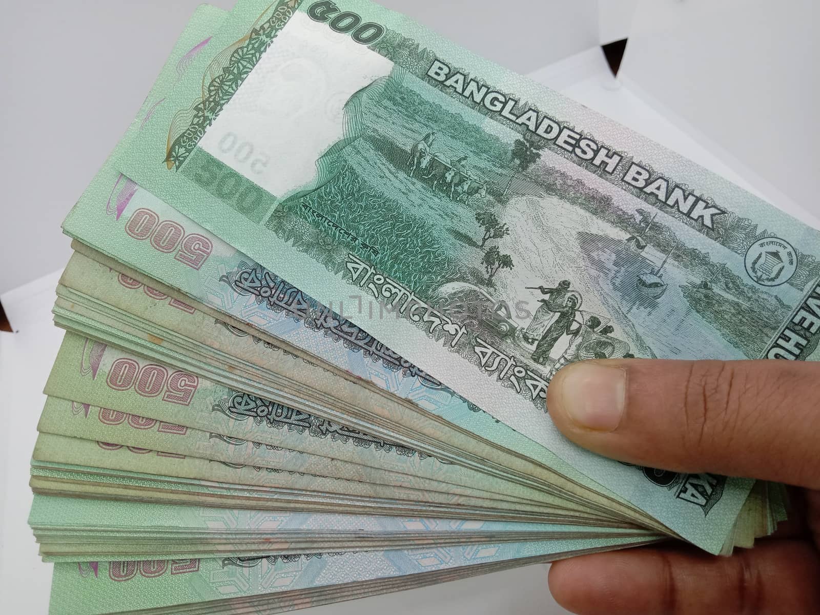 bangladeshi 500 handred bank note on white background