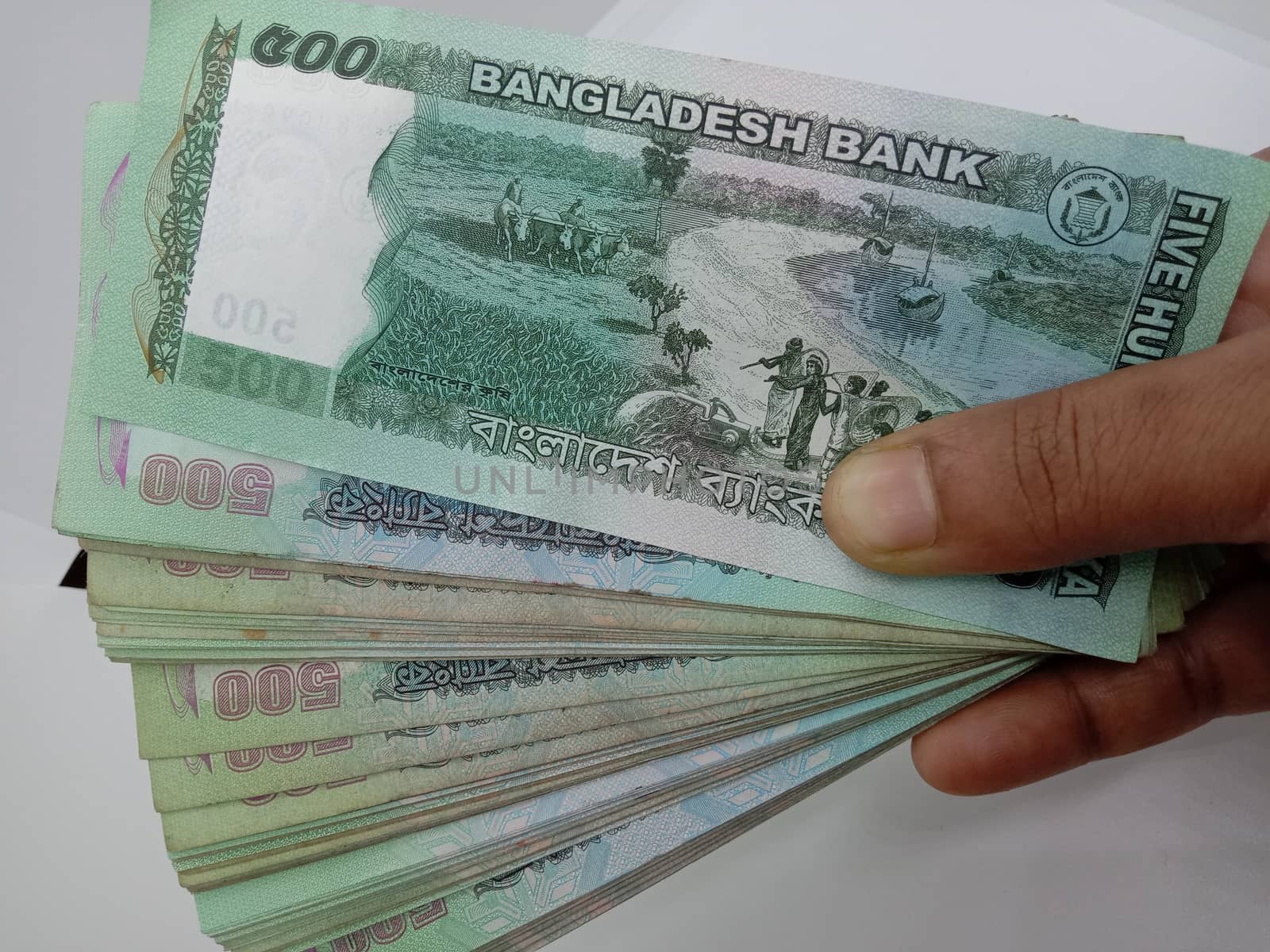 bangladeshi 500 handred bank note on white background