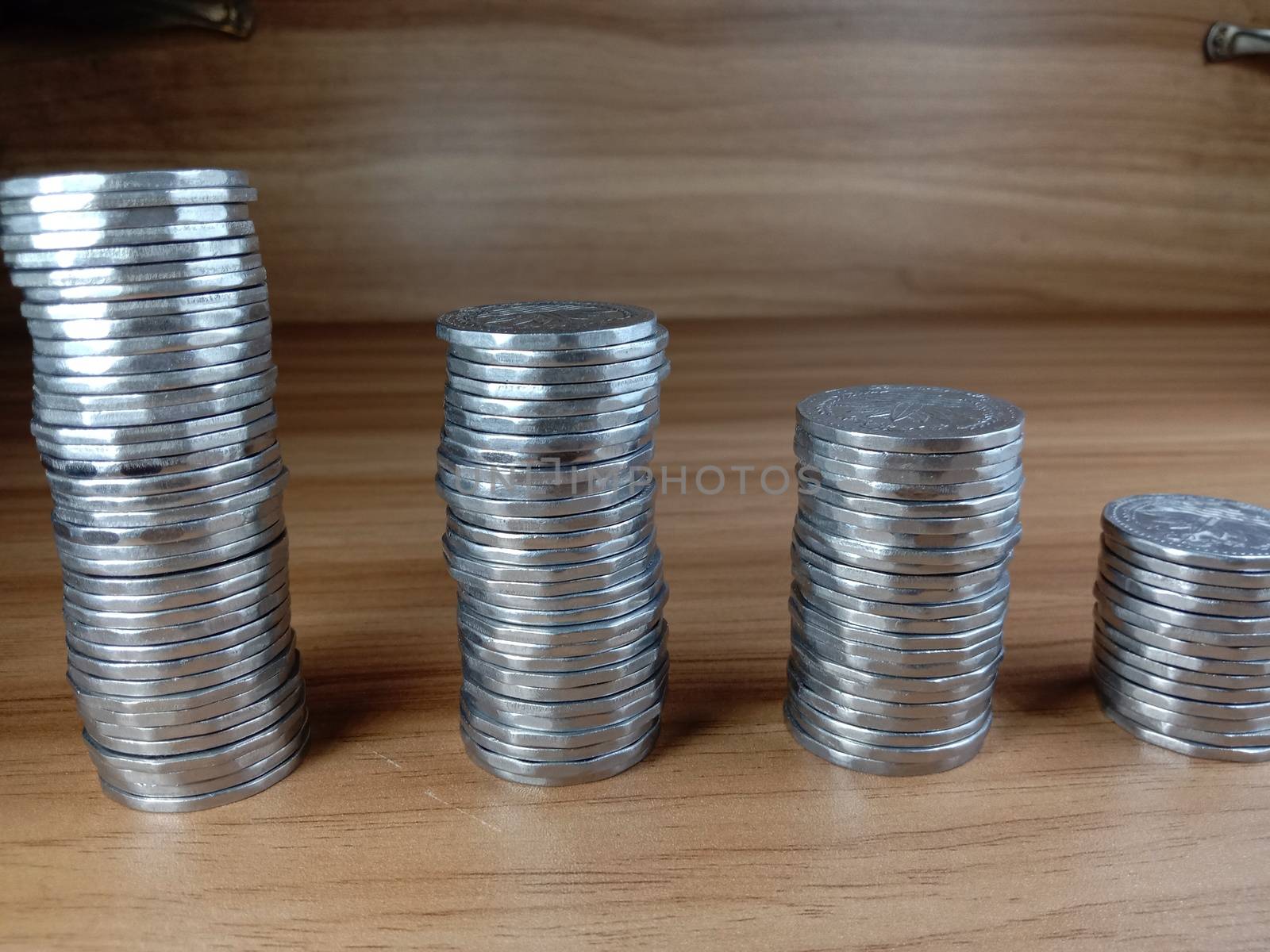 money inflation map with coin on wooden background