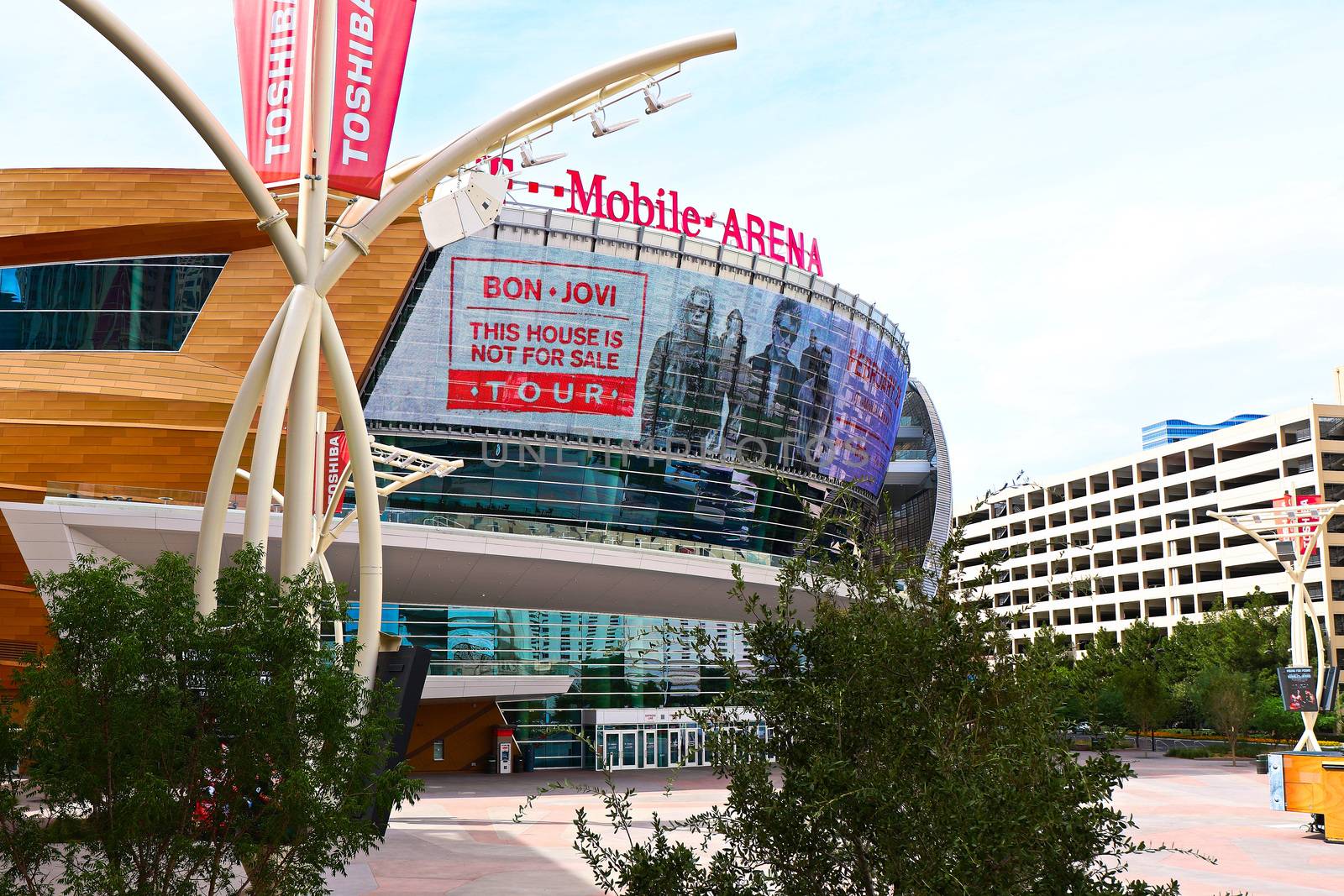 Las Vegas,NV/USA - Oct 29,2017 : Exterior view of the T Mobile Arena in Las Vegas. It is the home of the Golden Knights ice hockey team.