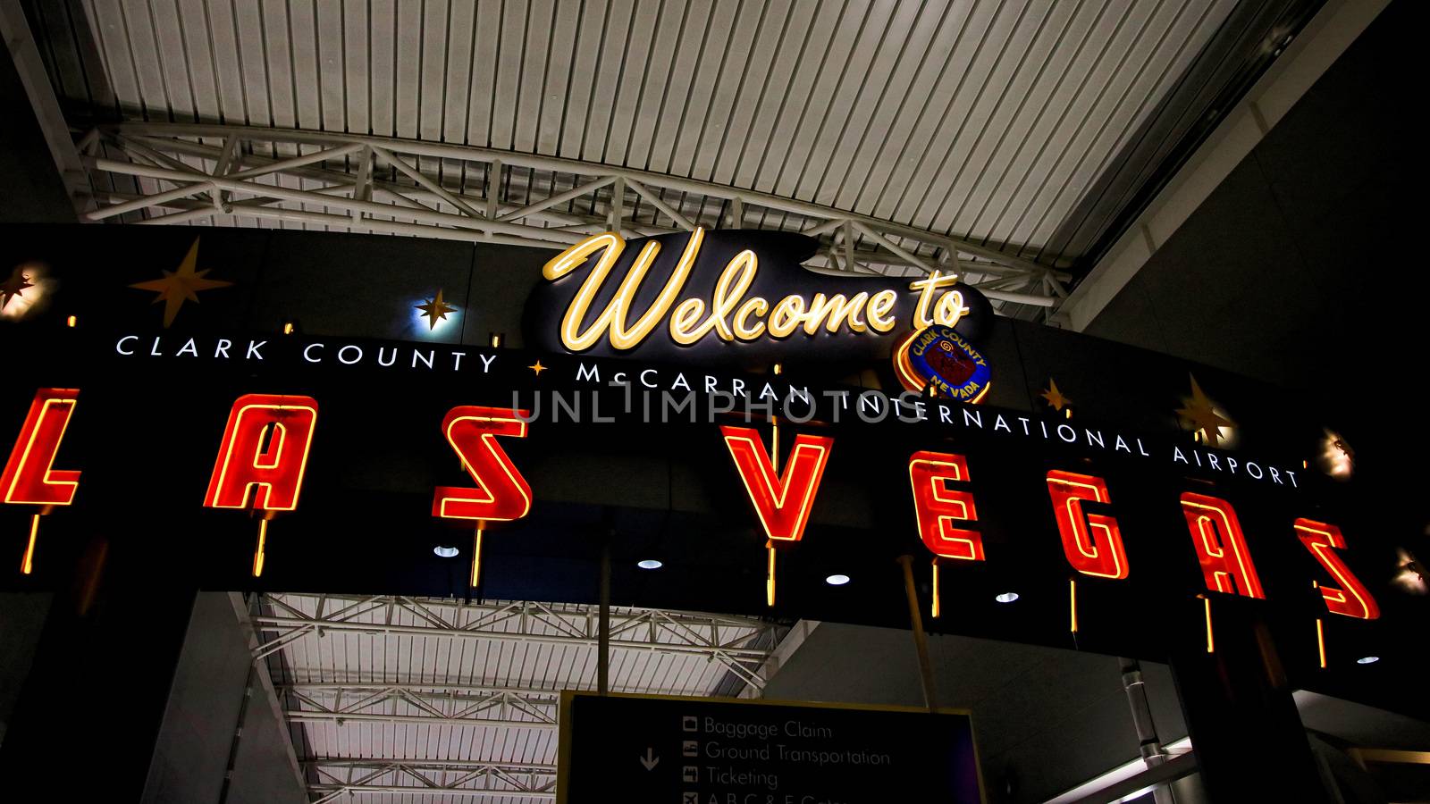 LAS VEGAS, NV/USA - 07 OCT 2017 - Interior of Terminal D at McCarran International Airport (LAS), located south of the Las Vegas strip, is the main airport in Nevada.