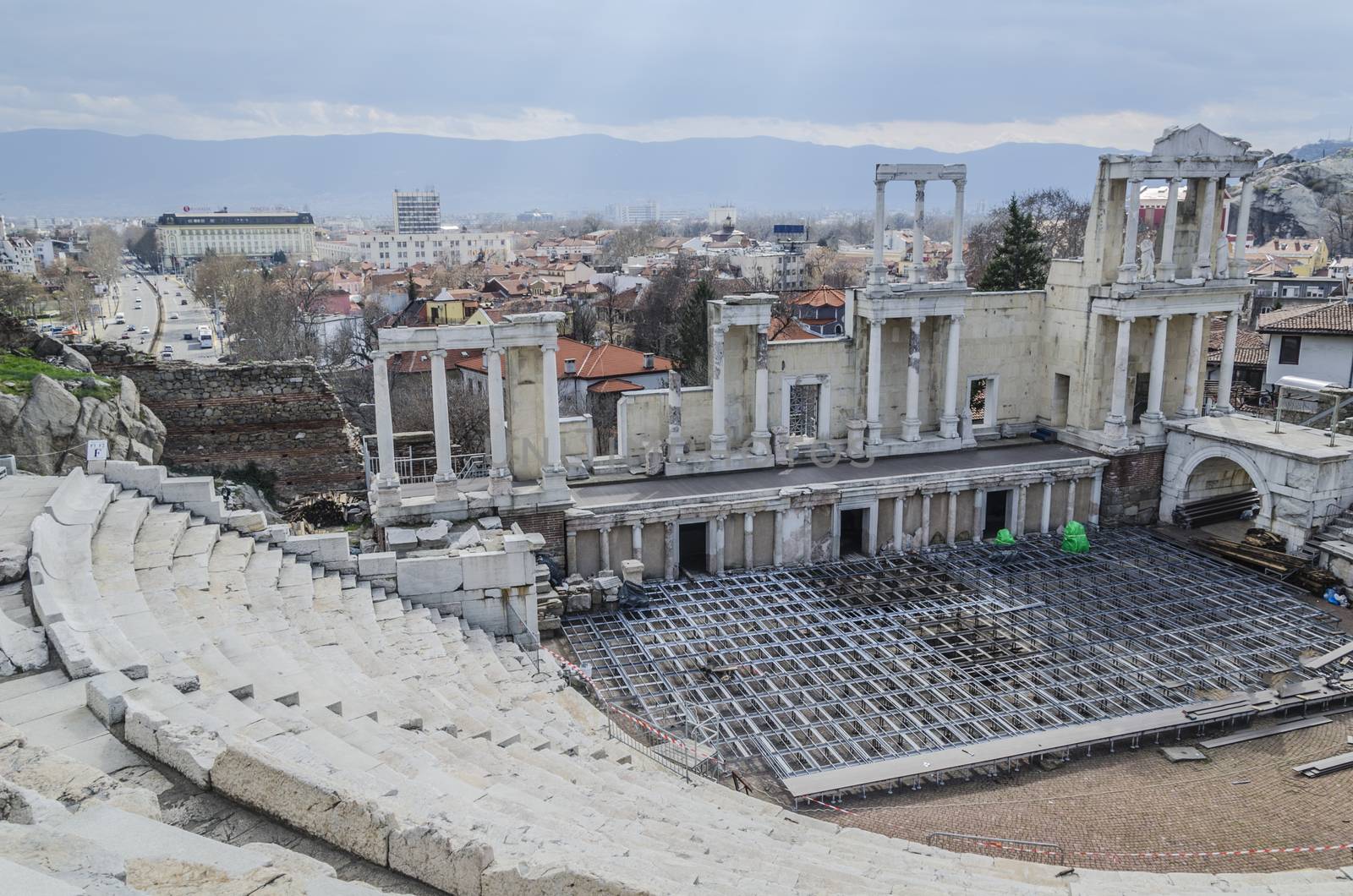 Remains of a Roman theater in one of the oldest cities of Europe if not the most and now second city of Bulgaria Plovdiv