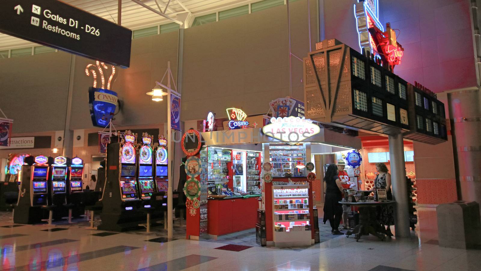 LAS VEGAS, NV/USA - 07 OCT 2017 - Interior of Terminal D at McCarran International Airport (LAS), located south of the Las Vegas strip, is the main airport in Nevada.