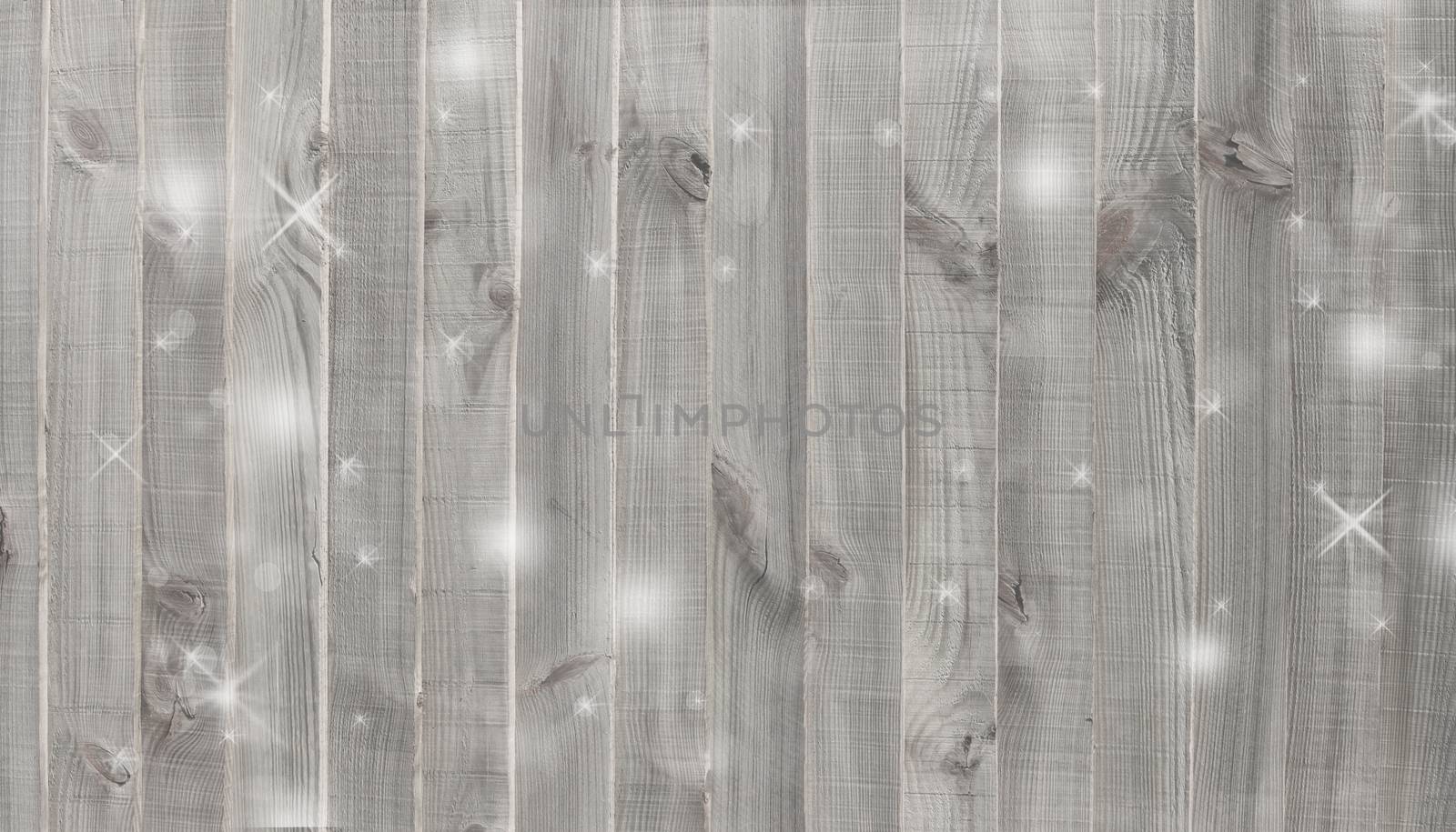 Rustric wooden background for Christmas New Year with snow.