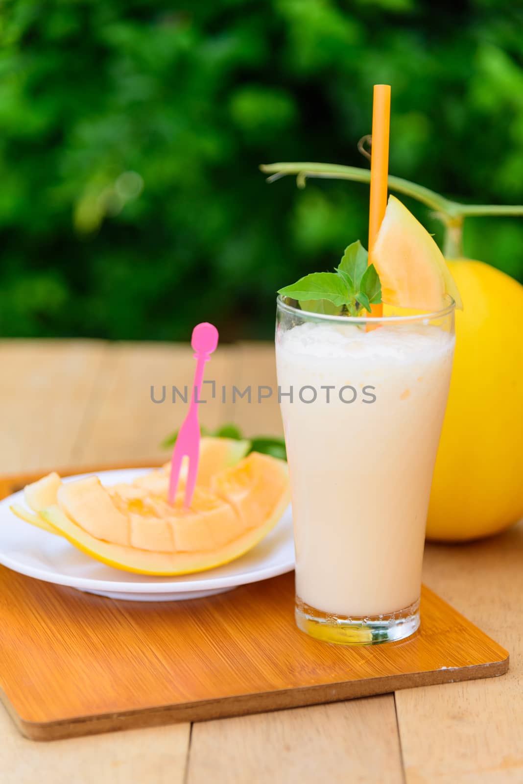 Milk melon Smoothie in glass