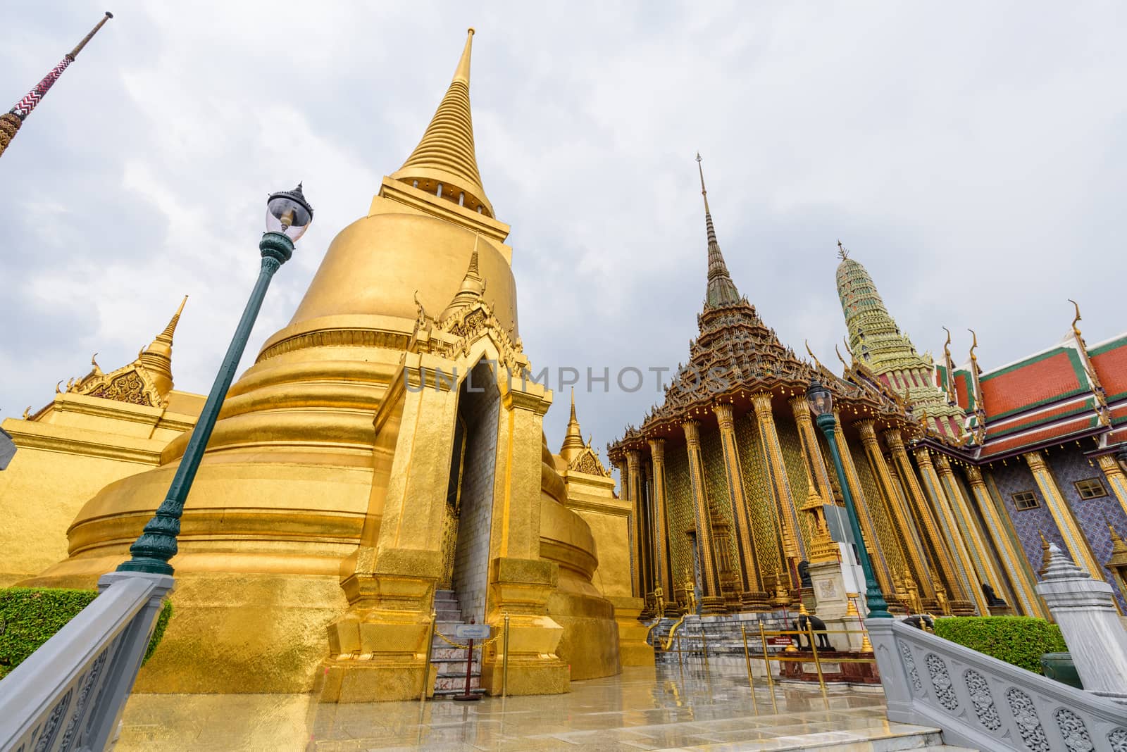 view of Wat Phra Kaew or name The Temple of the Emerald Buddha by rukawajung