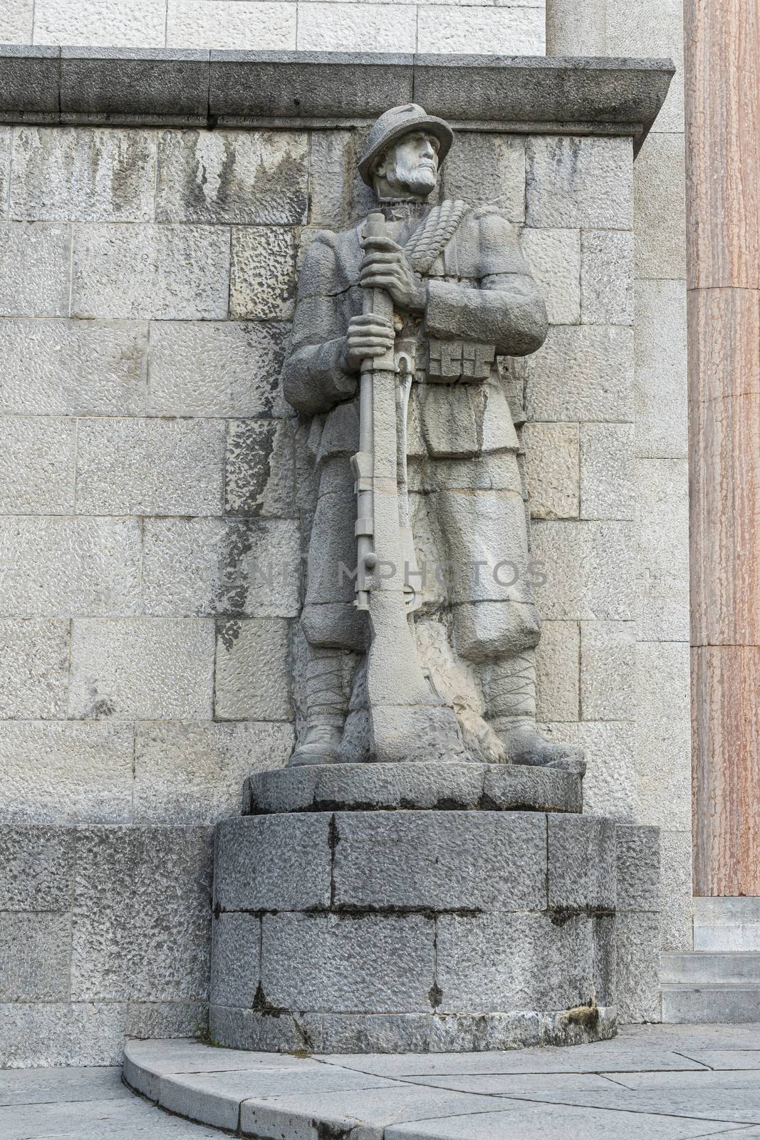 military statues formed with large blocks of stone