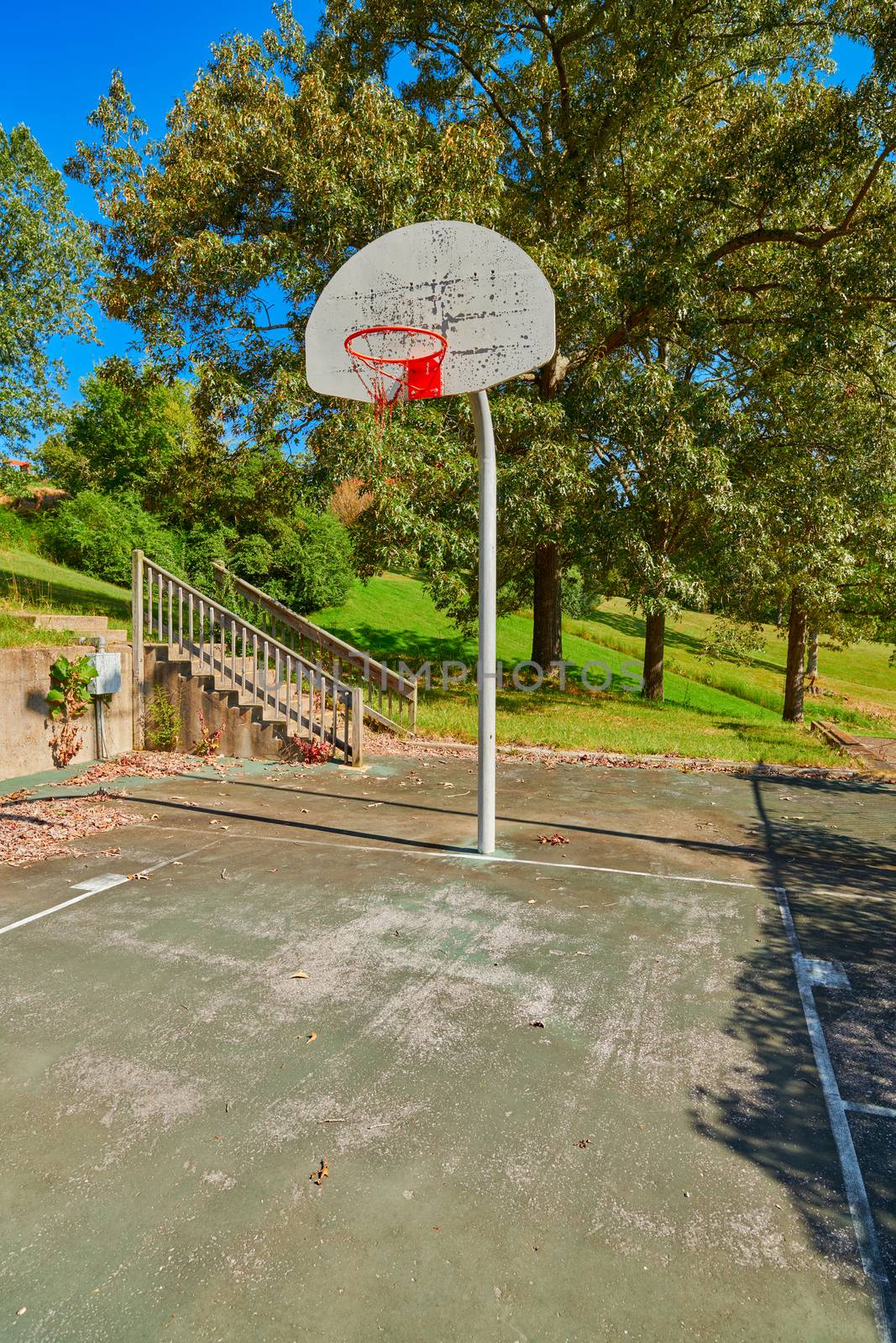 Old abandoned basketball coourt at Kenlake State Resort Park, Ke by patrickstock