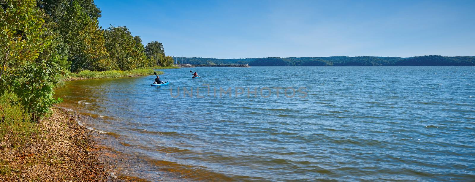 Kayakers on Kentucky Lake near Kenlake State Resort Park, Kentuc by patrickstock