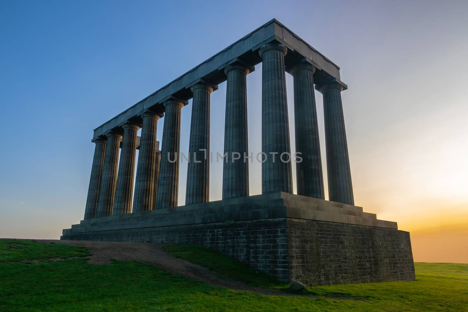 The National Monument Of Scotland On Calton Hill In Edinburgh At Dawn