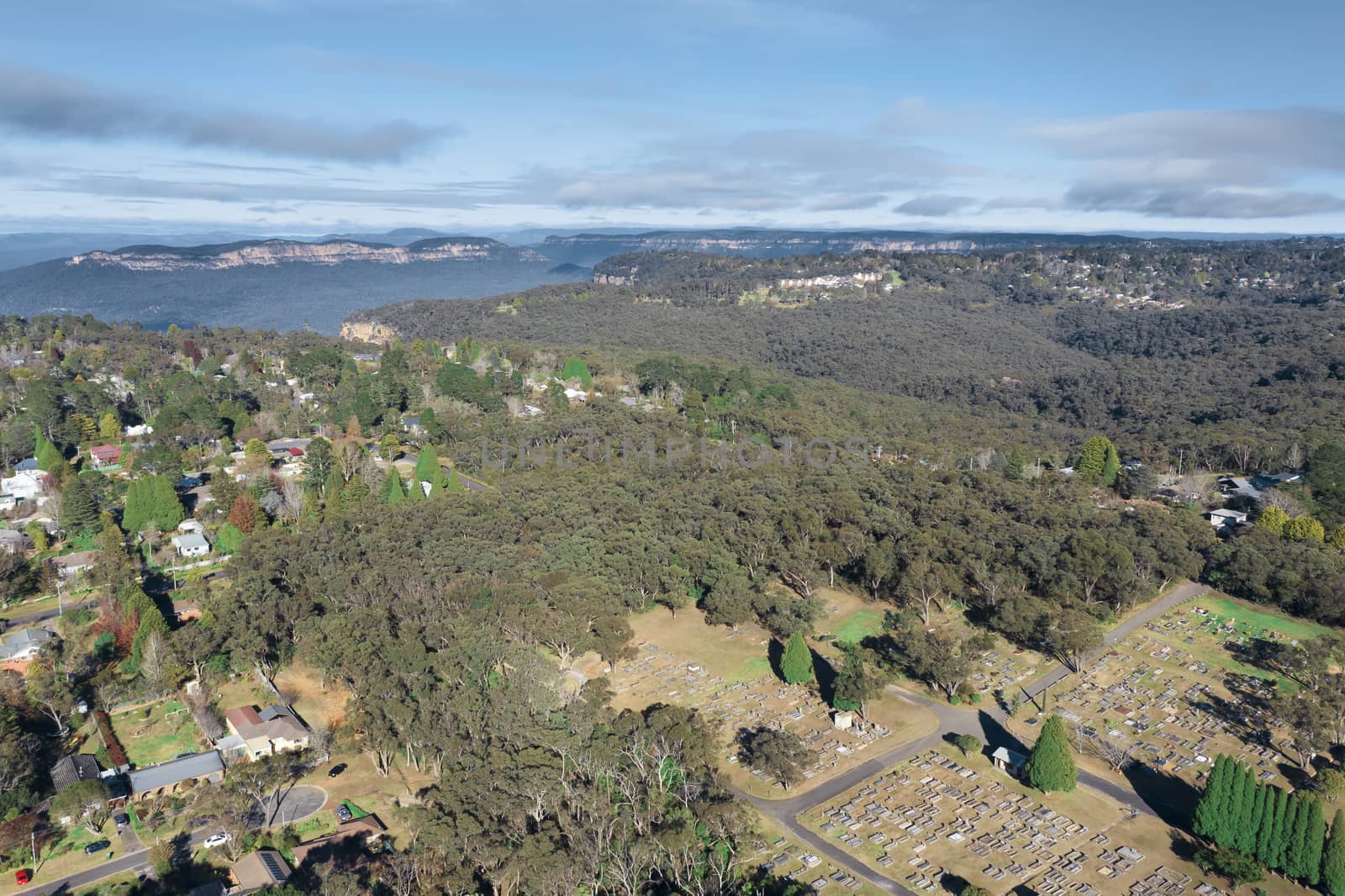 Aerial view of Wentworth Falls in The Blue Mountains by WittkePhotos