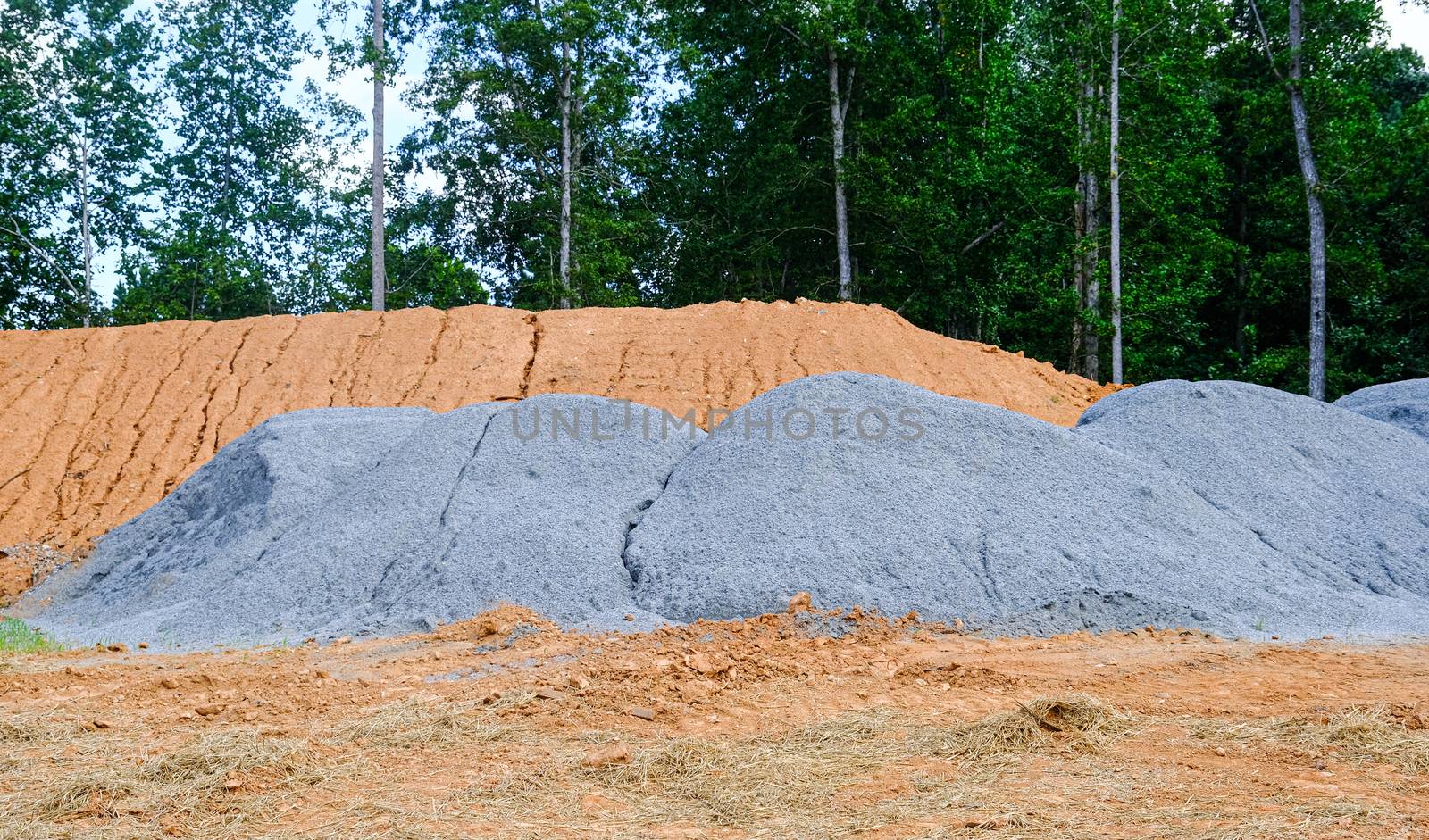 Piles of Gravel and Dirt at a Residential Construction Site