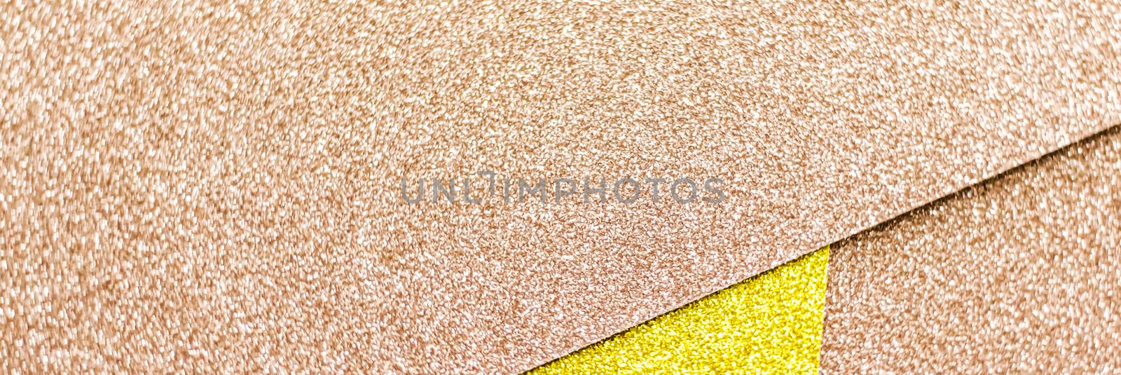 Blush pink and yellow shiny glitter paper background, abstract and holiday backdrop by Anneleven