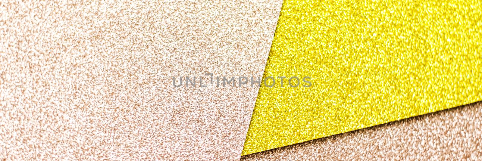 Blush pink and yellow shiny glitter paper background, abstract and holiday backdrop by Anneleven