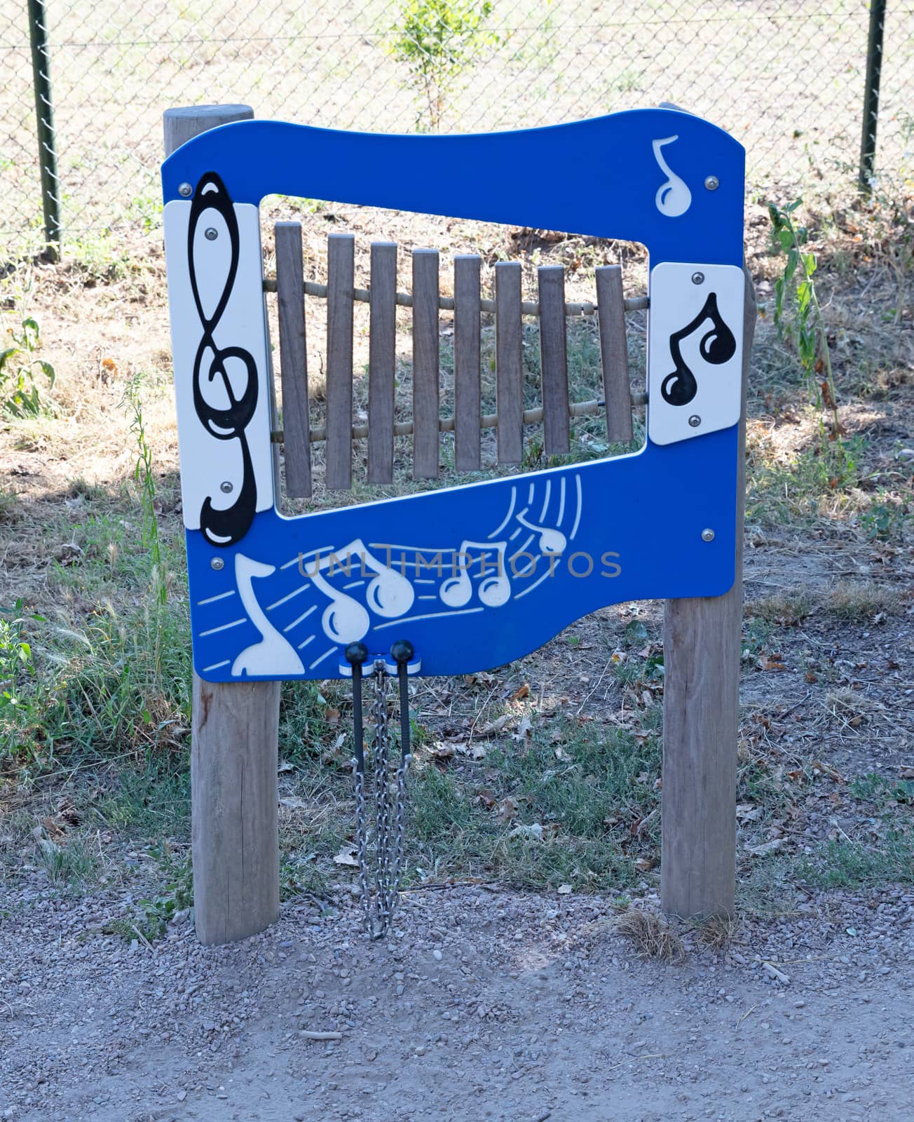 Modern musical toys on a childrens playground by michaklootwijk