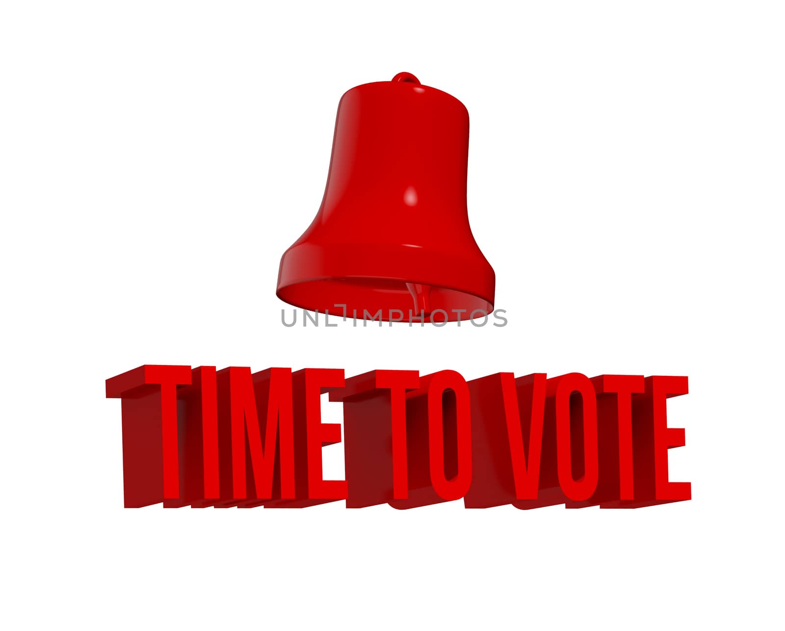 3d render illustration of Time To Vote sign with red alarm bell