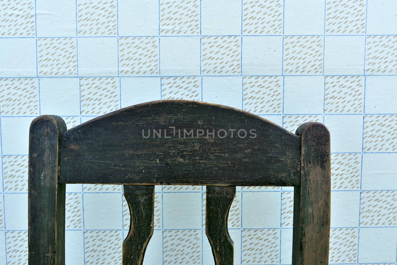 back of an old wooden chair , retro interior detail