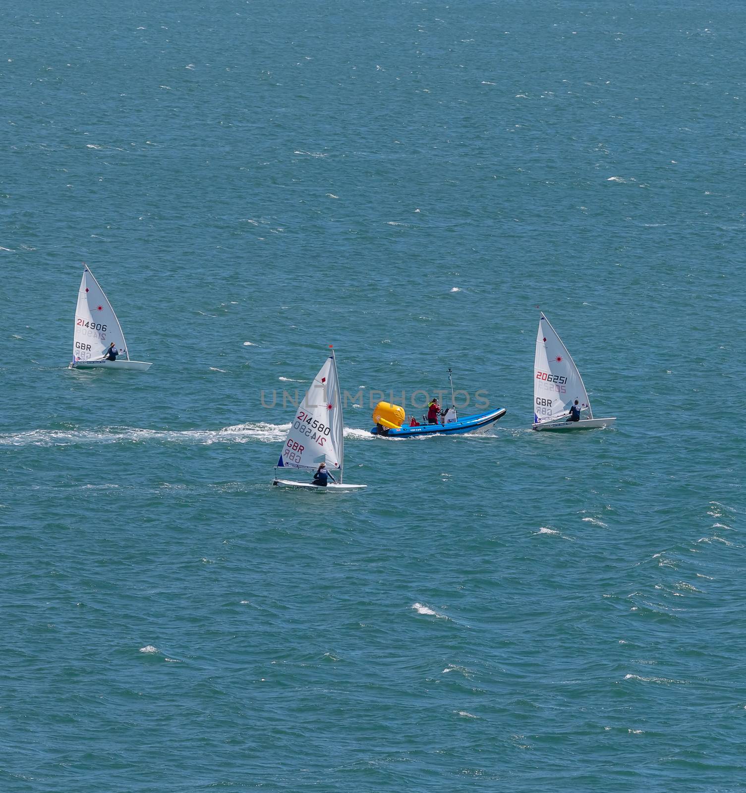 Shot of the laser class dinghies and a rescue boat by DamantisZ