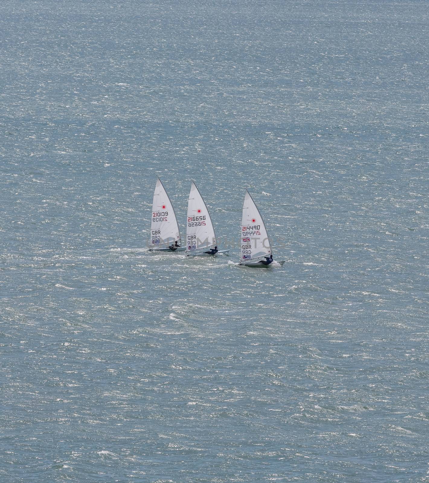 Aerial shot of the laser class racing dinghies by DamantisZ