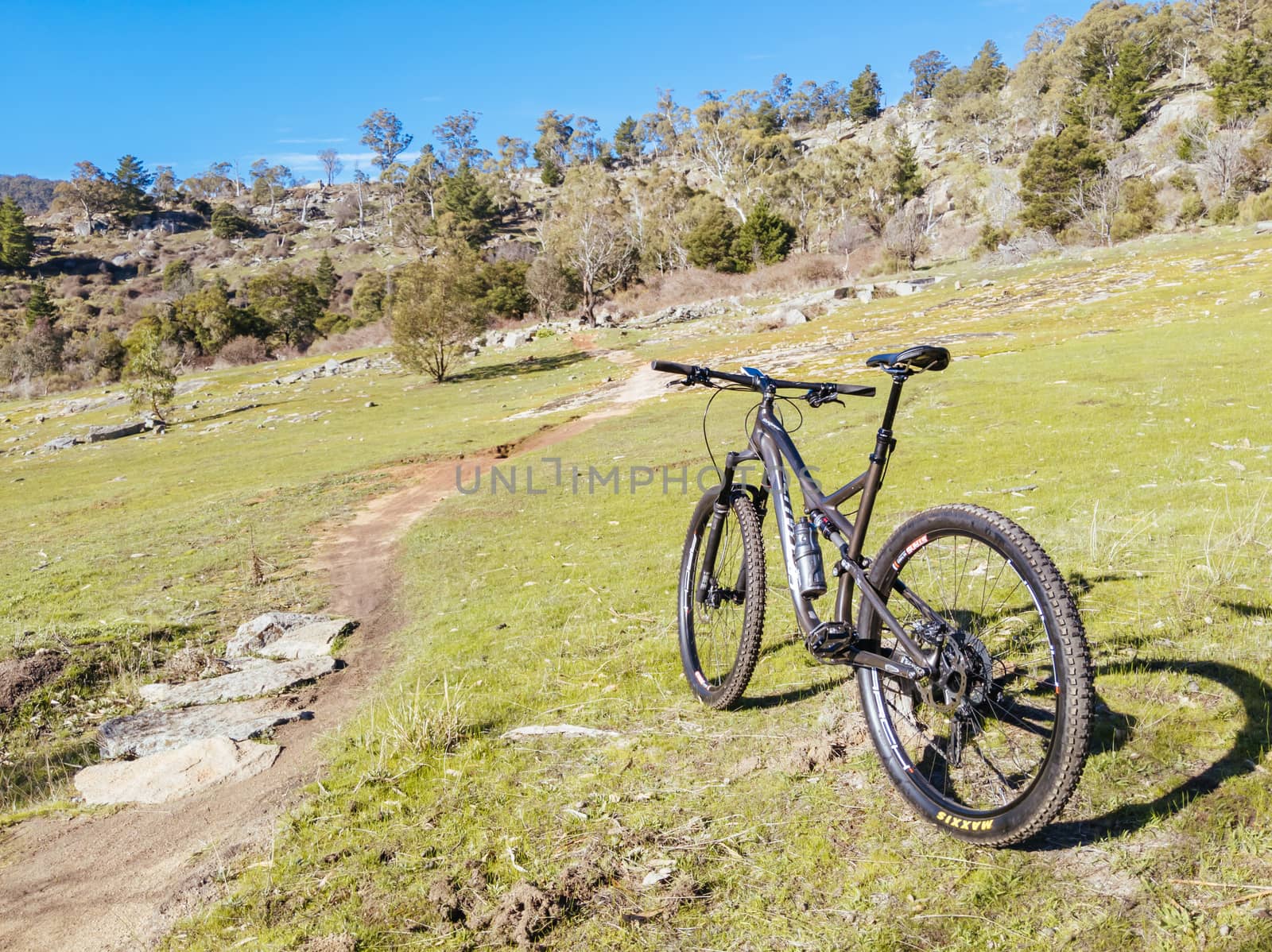 Harcourt, Australia - July 6th 2019: A warm day at La Larr Ba Gauwa Park mountain bike park in Harcourt, Victoria, Australia
