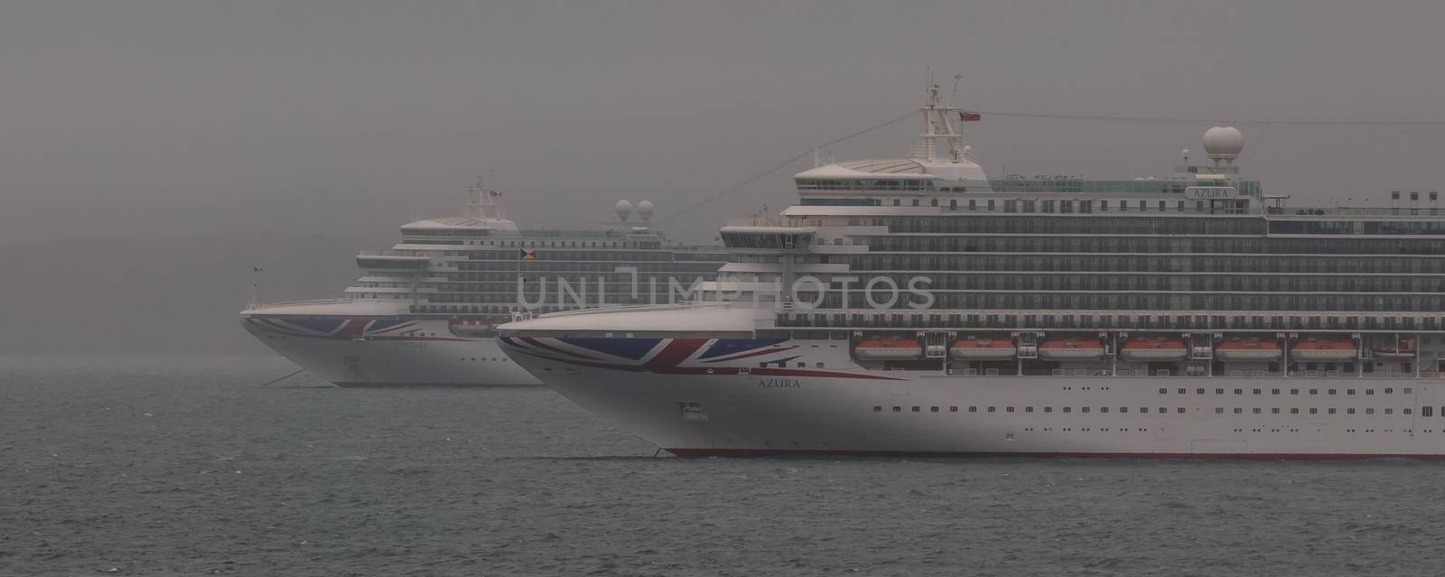 P&O cruise ships Azura, Britannia in Weymouth Bay by DamantisZ