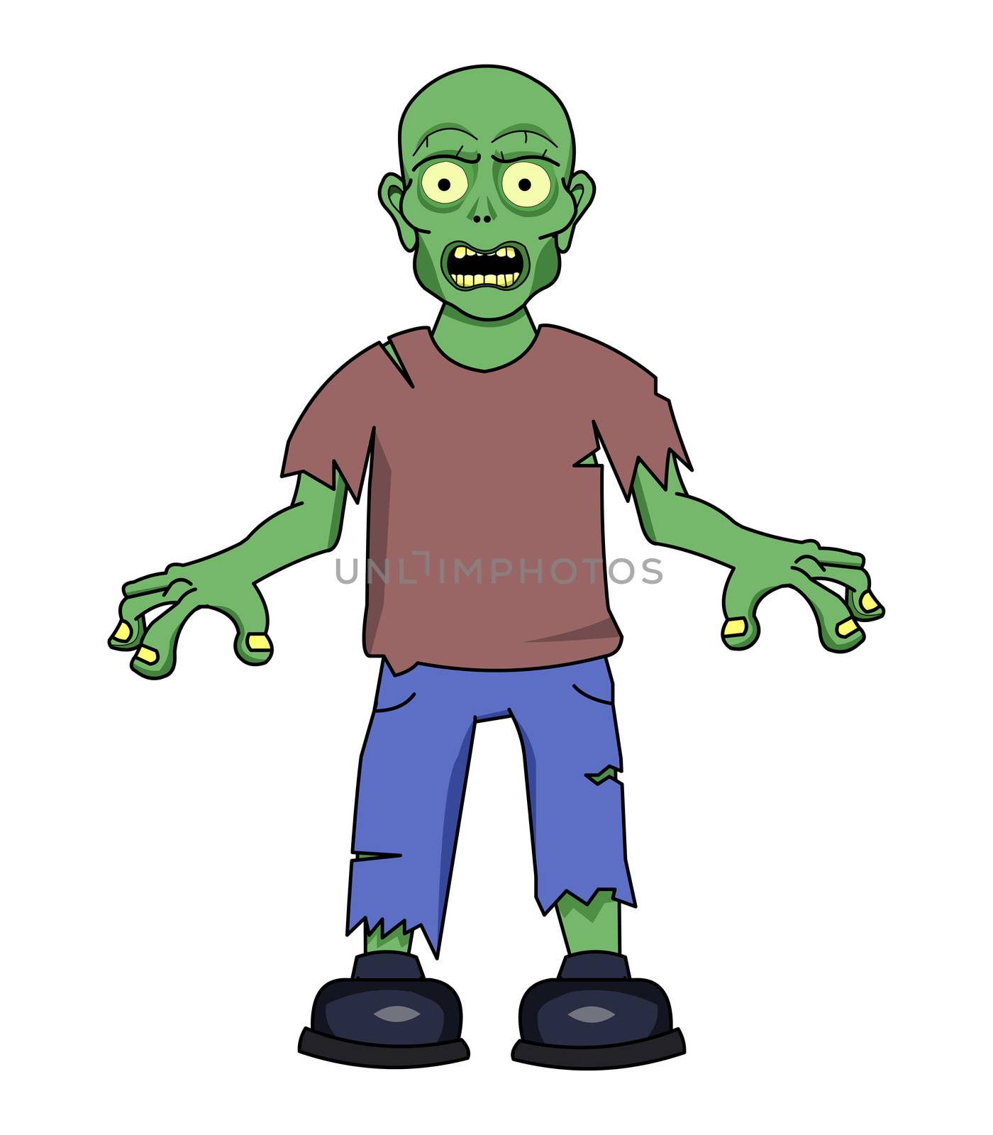 A typical cartoon zombie.