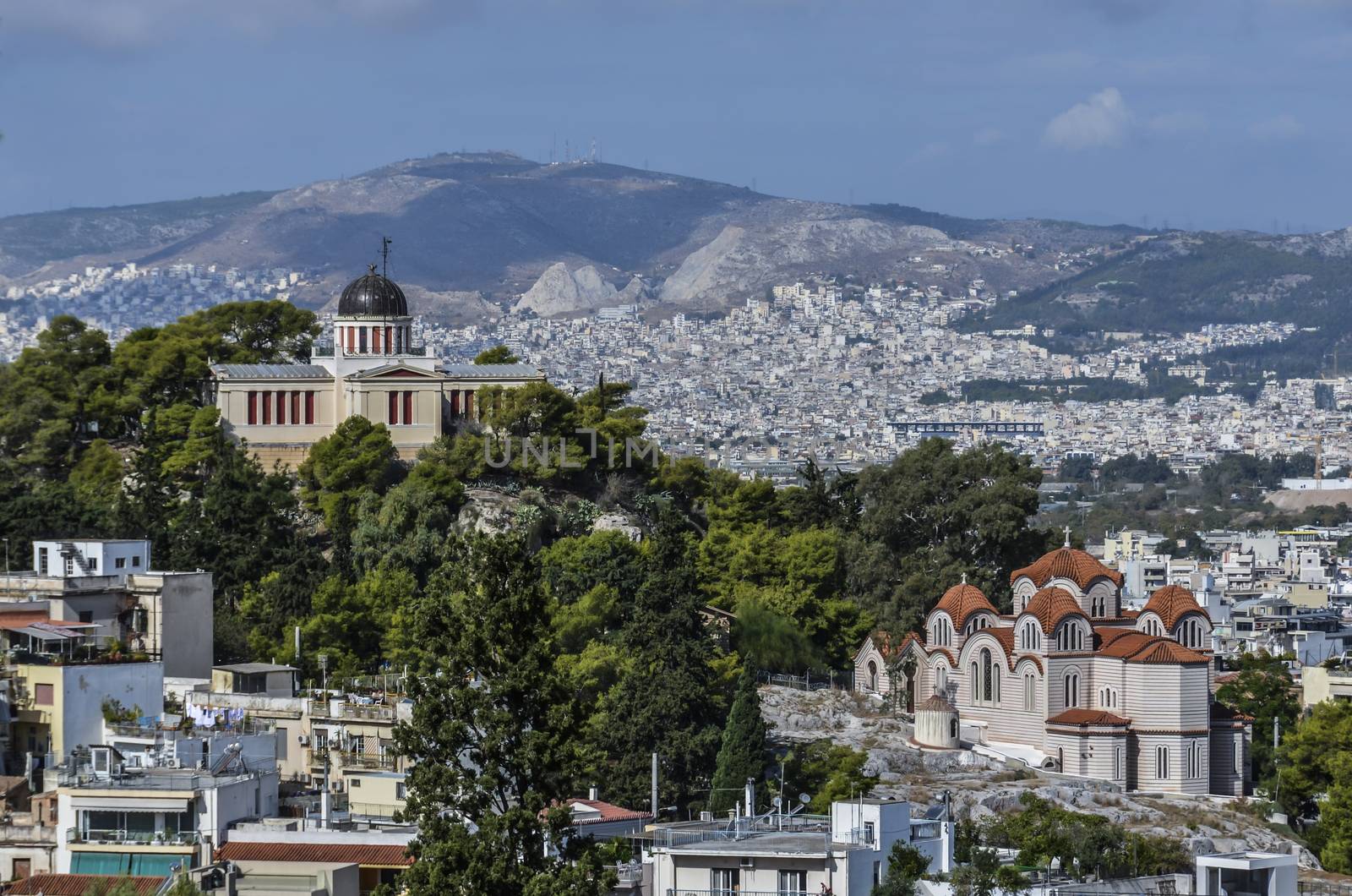 Athens National Observatory and city