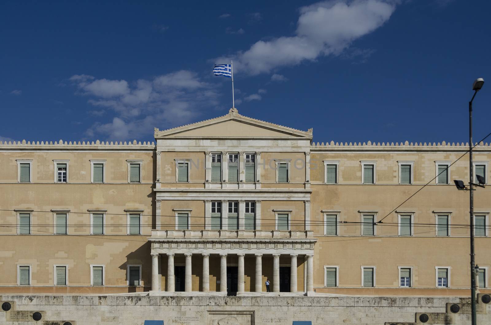 view of the greek parliament building located in syntagma square