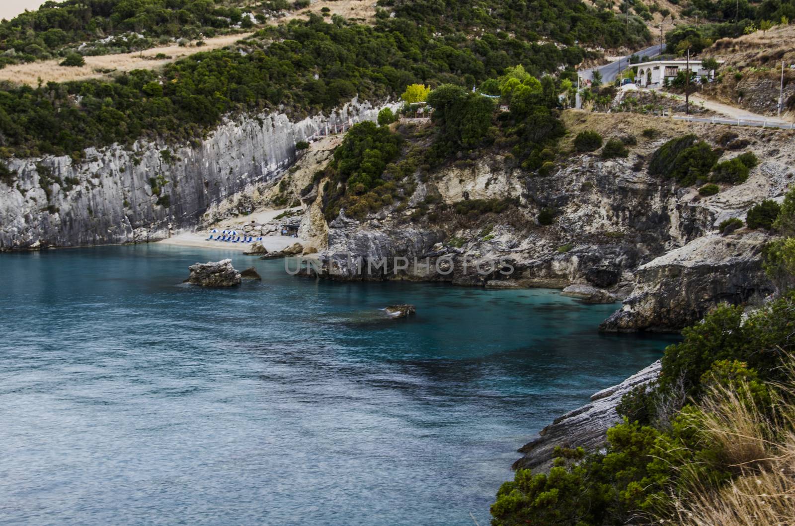 one of the many small and quiet beaches on the coast of the island of zakynthos