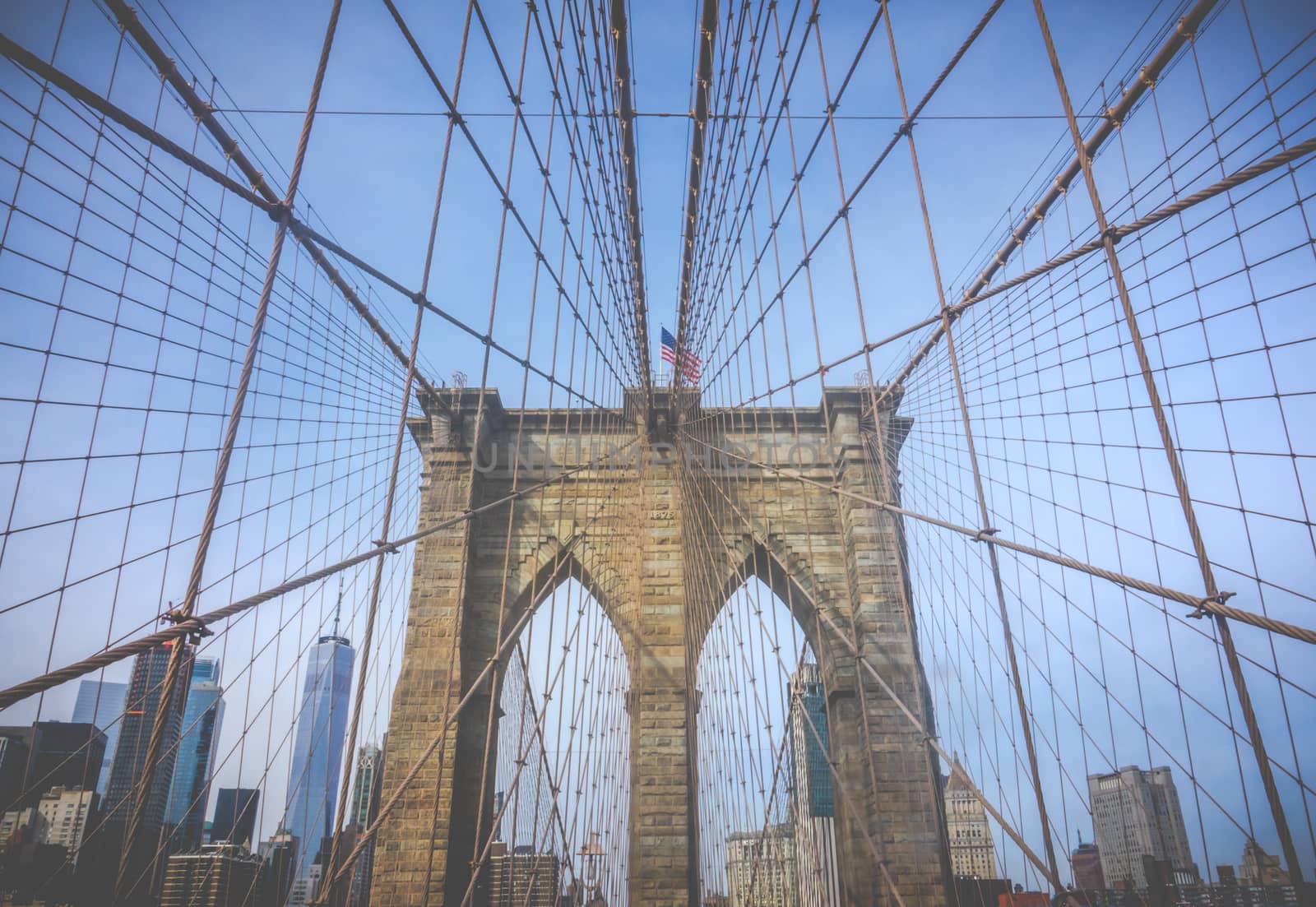 The Brooklyn Bridge Against The Manhattan Skyline