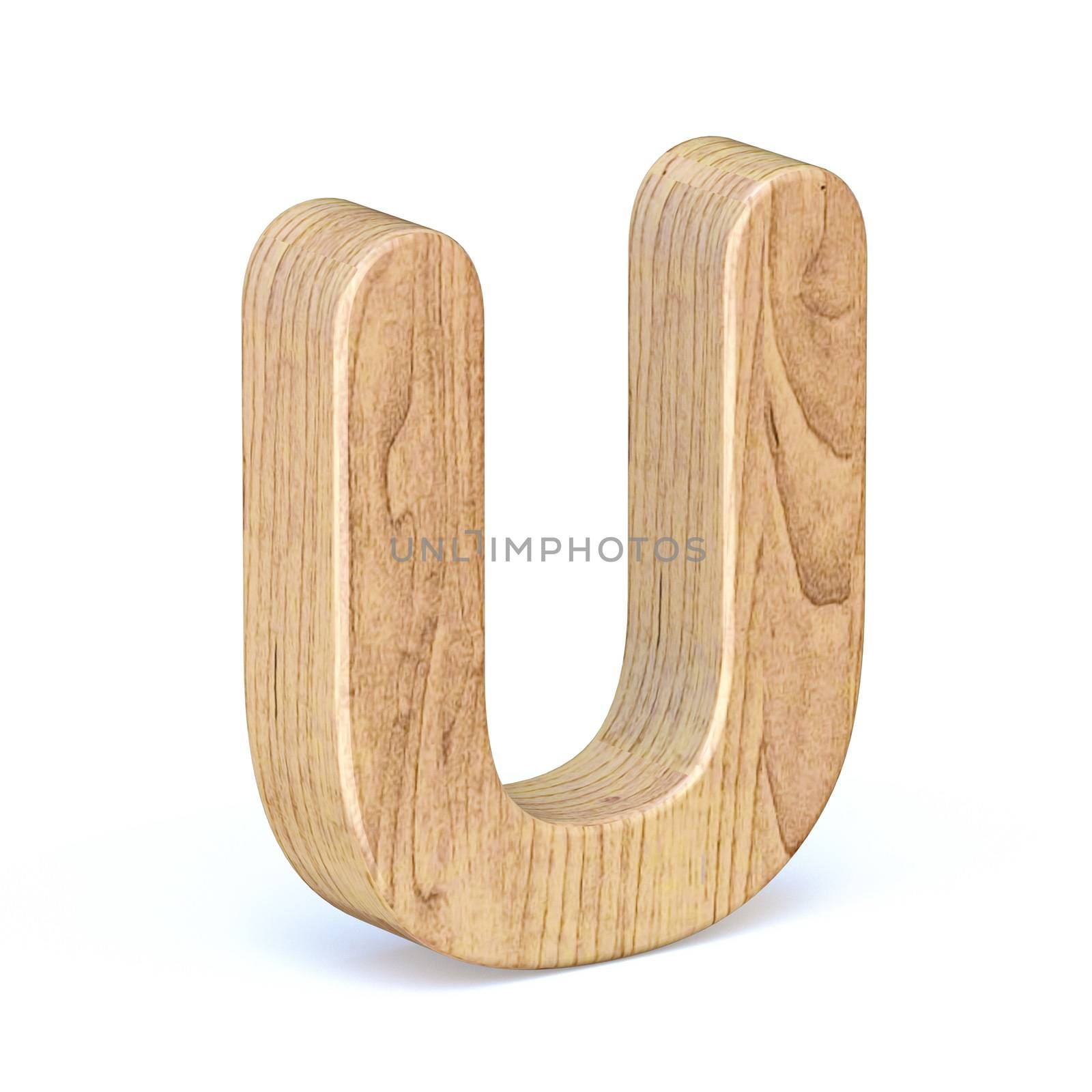 Rounded wooden font Letter U 3D by djmilic