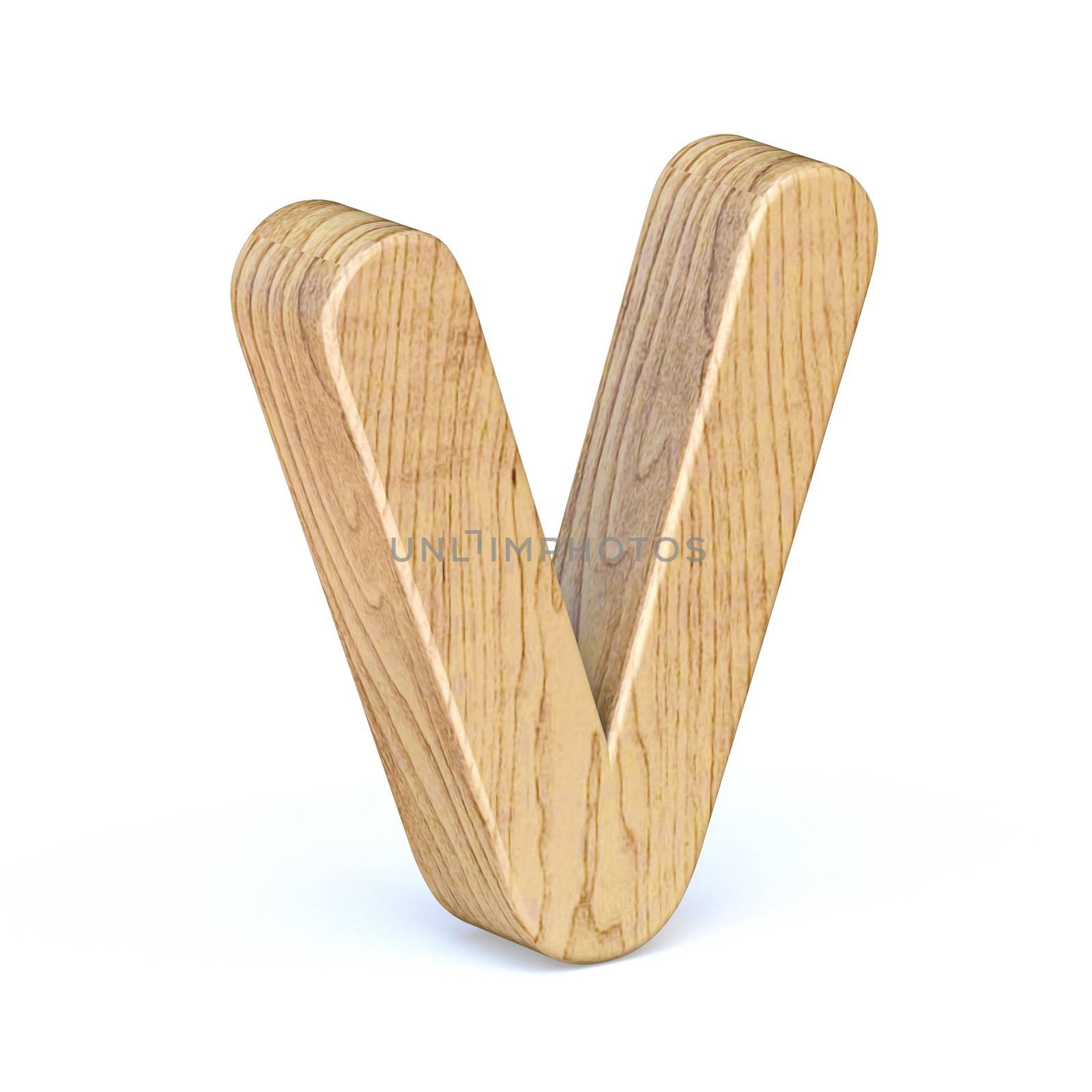 Rounded wooden font Letter V 3D by djmilic