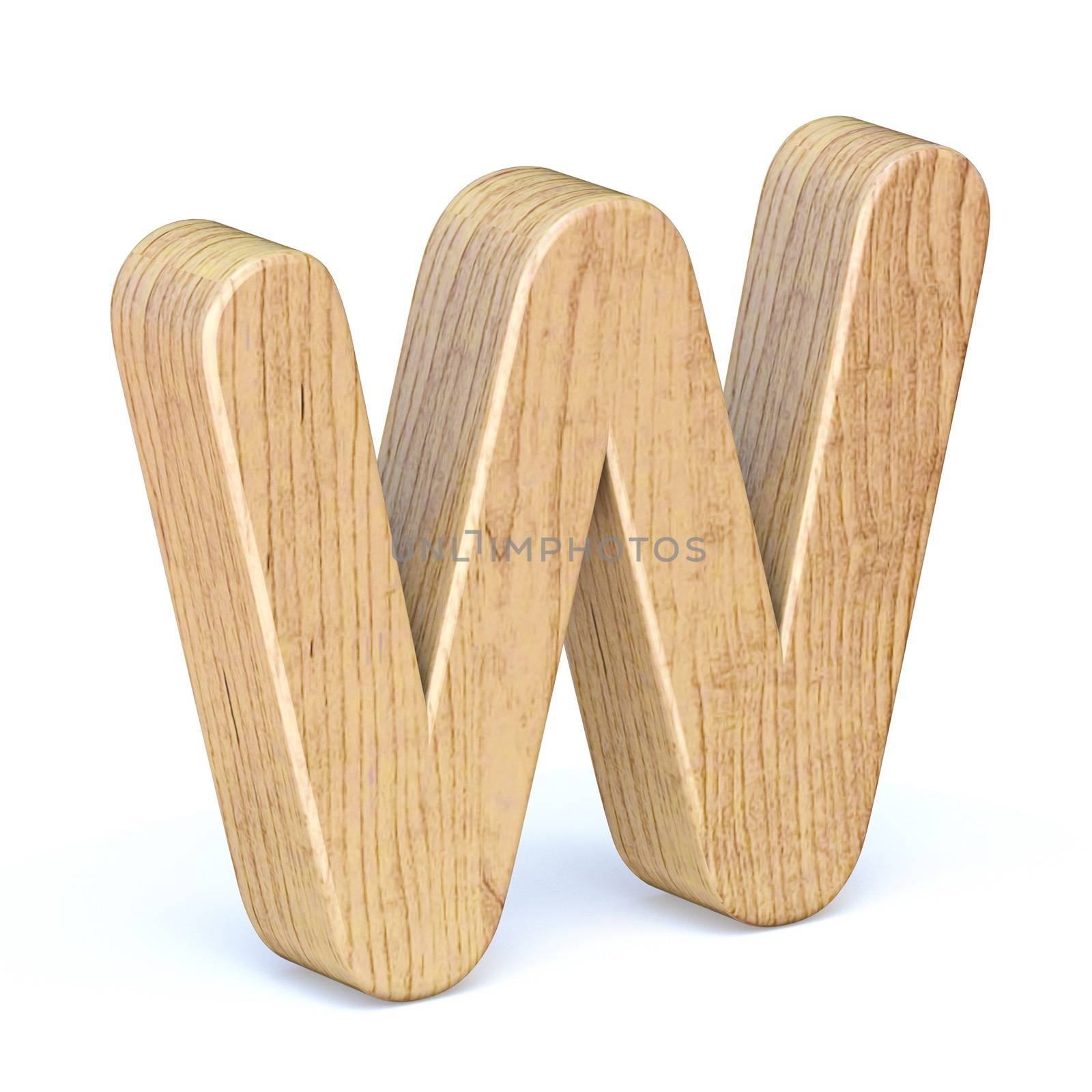 Rounded wooden font Letter W 3D by djmilic