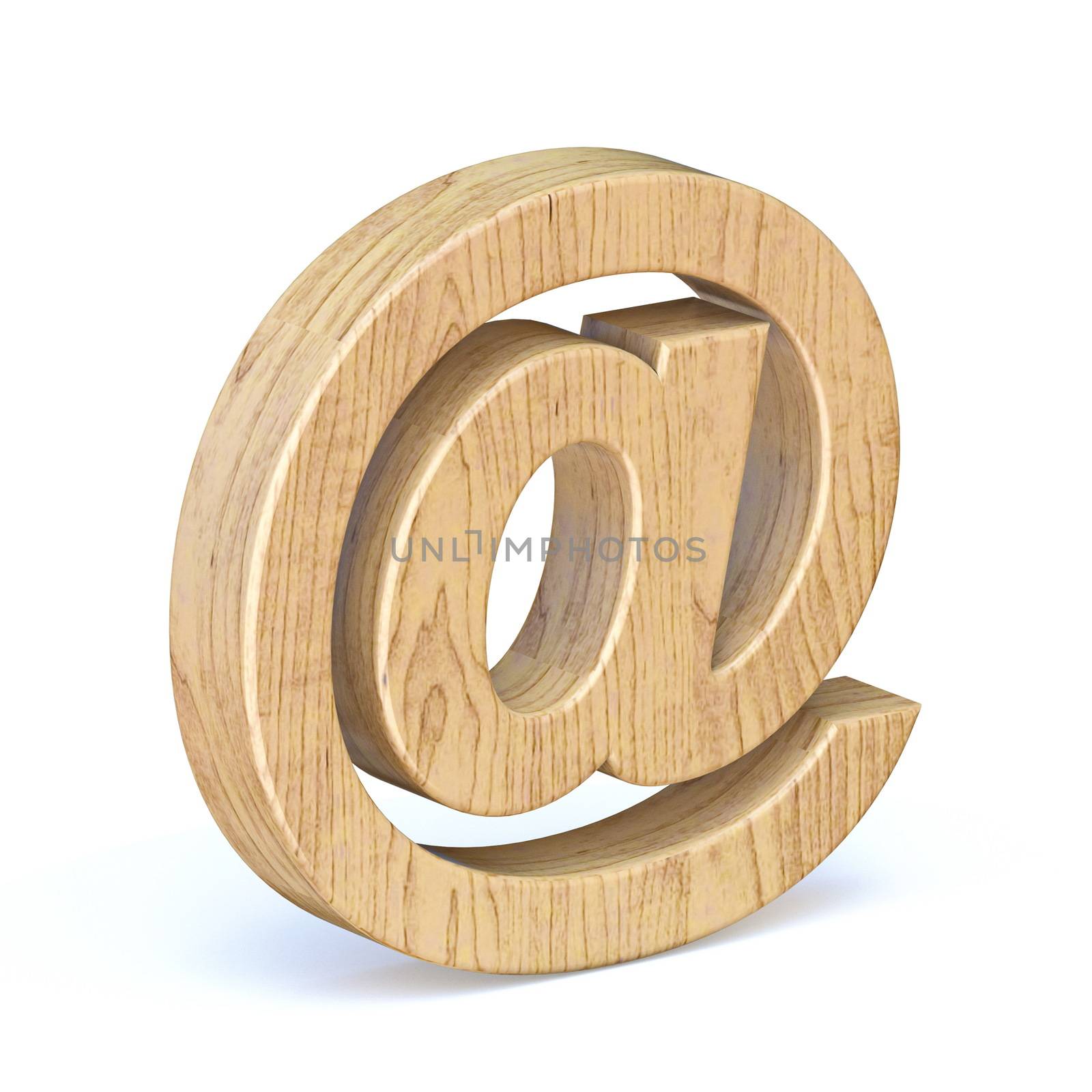 Rounded wooden font at sign 3D render illustration isolated on white background
