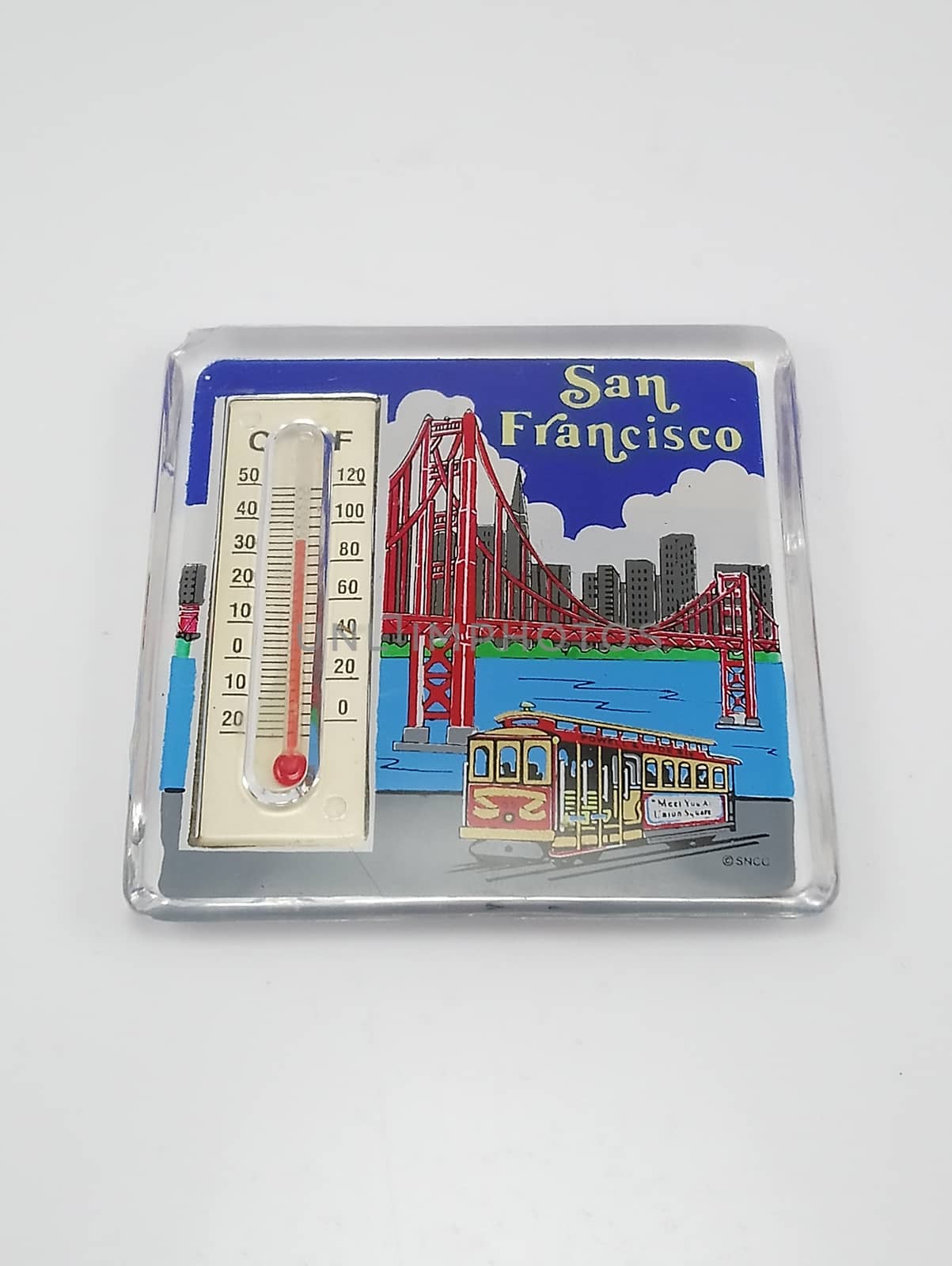 MANILA, PH - SEPT 21 - San Francisco with thermometer refrigerator magnet design on September 21, 2020 in Manila, Philippines.