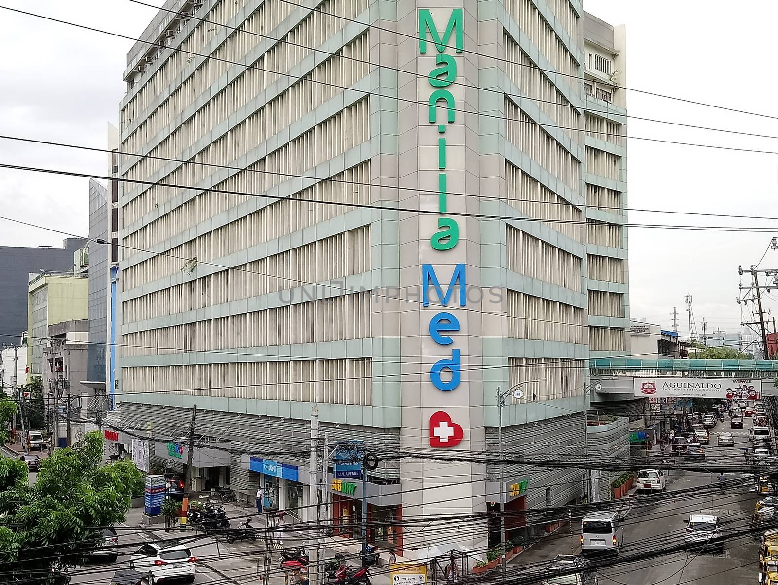MANILA, PH - JULY 2 - Manila med medical center facade on July 2, 2018 in Manila, Philippines.