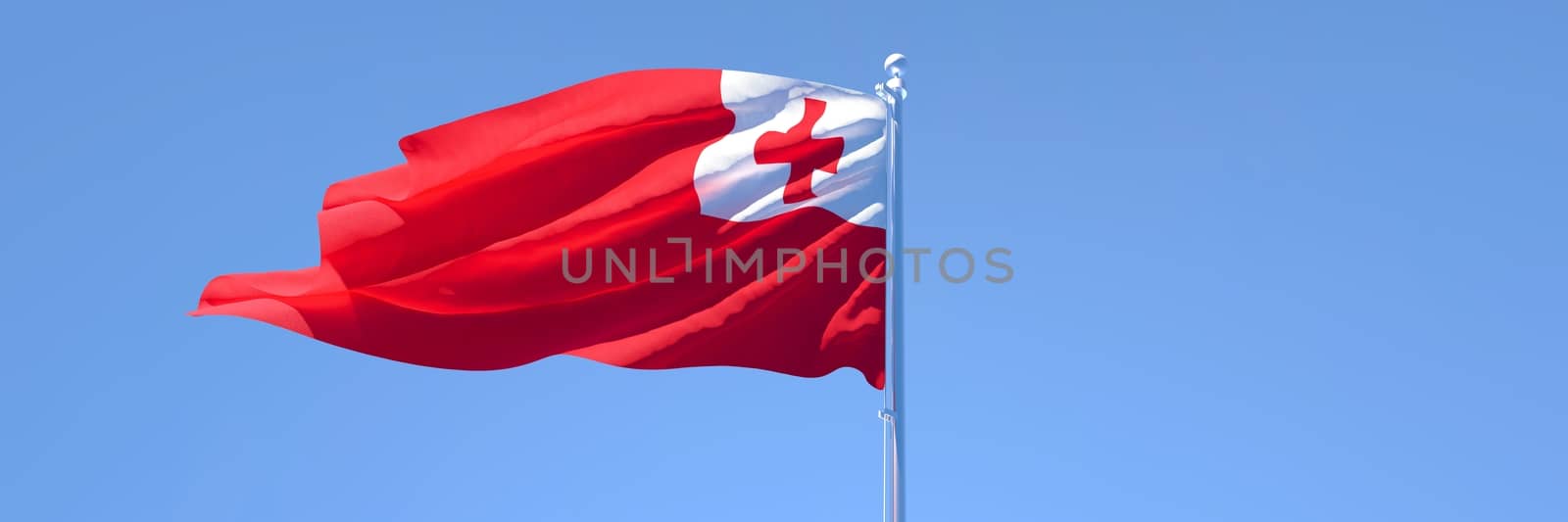 3D rendering of the national flag of Tonga waving in the wind by butenkow