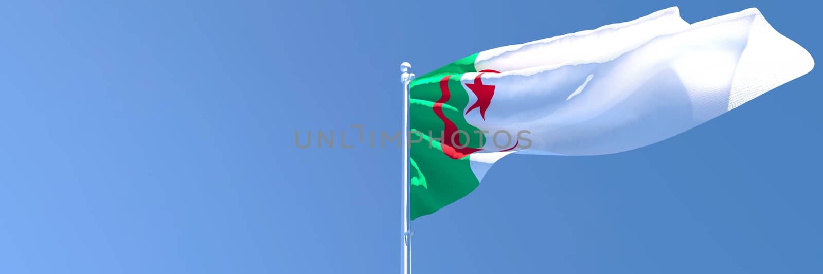 3D rendering of the national flag of Algeria waving in the wind by butenkow