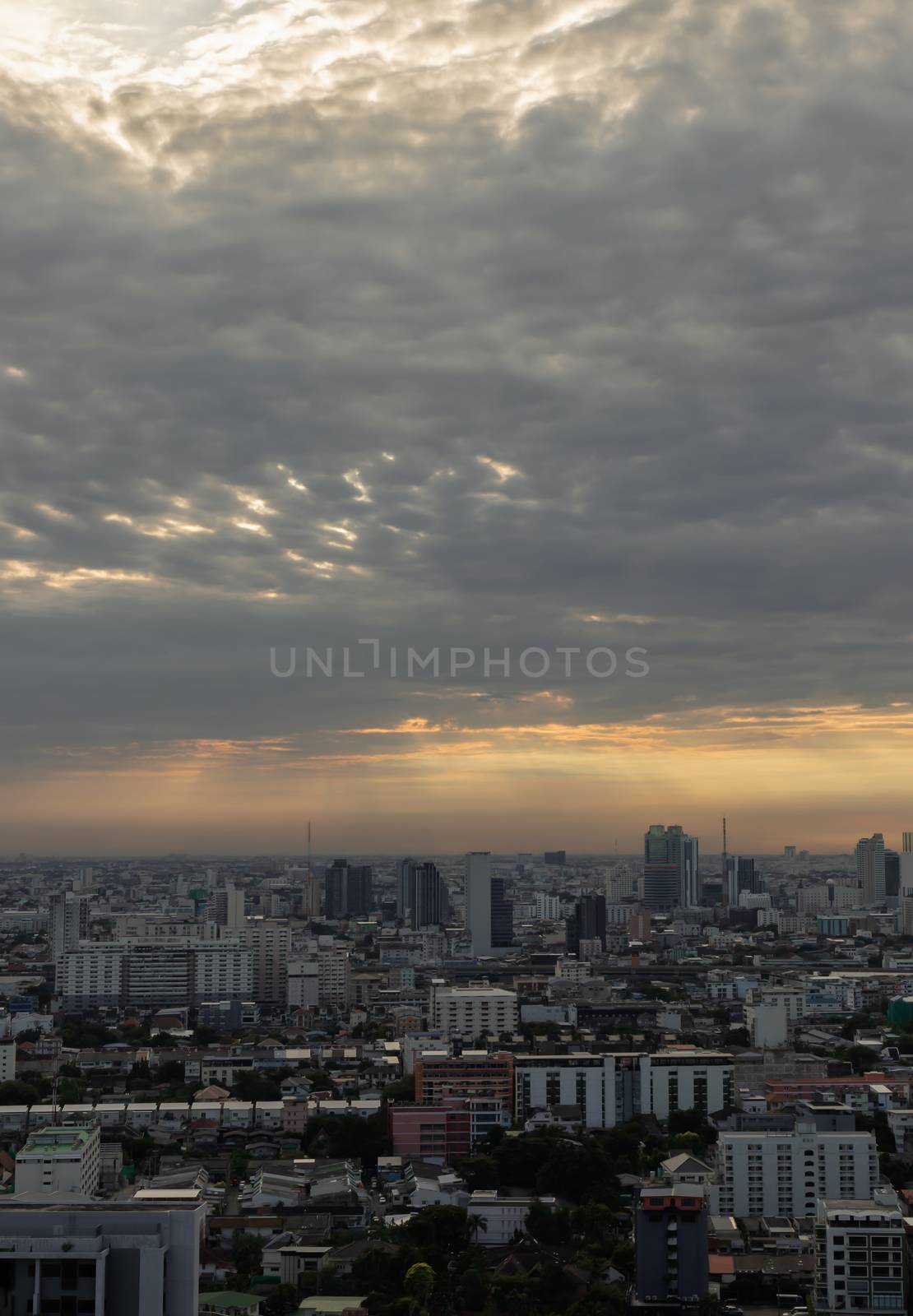 Bangkok downtown cityscape with skyscrapers at morning give the city a modern style. Selective focus.