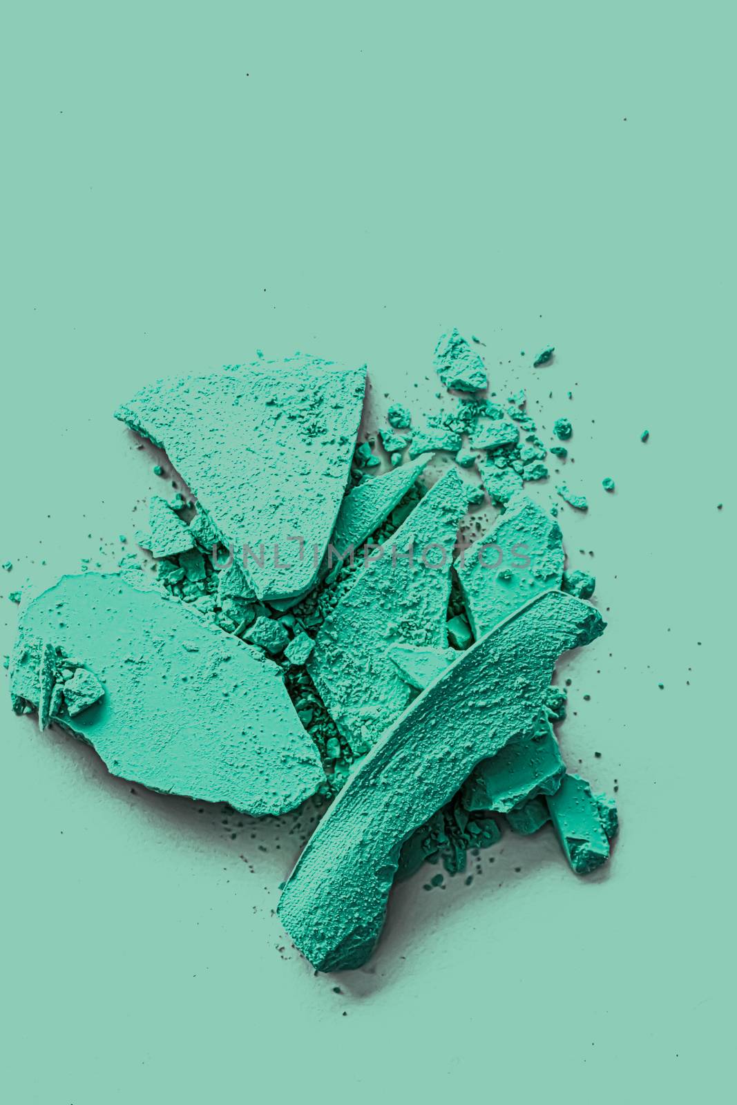 Mint eye shadow powder as makeup palette closeup, crushed cosmetics and beauty textures