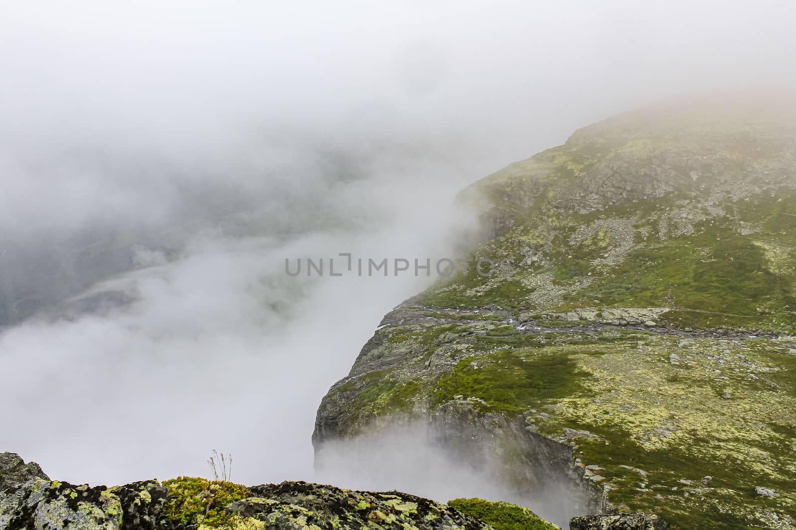 Hydnefossen waterfall and Hydna river on Veslehødn Veslehorn mountain in Hemsedal, Norway.