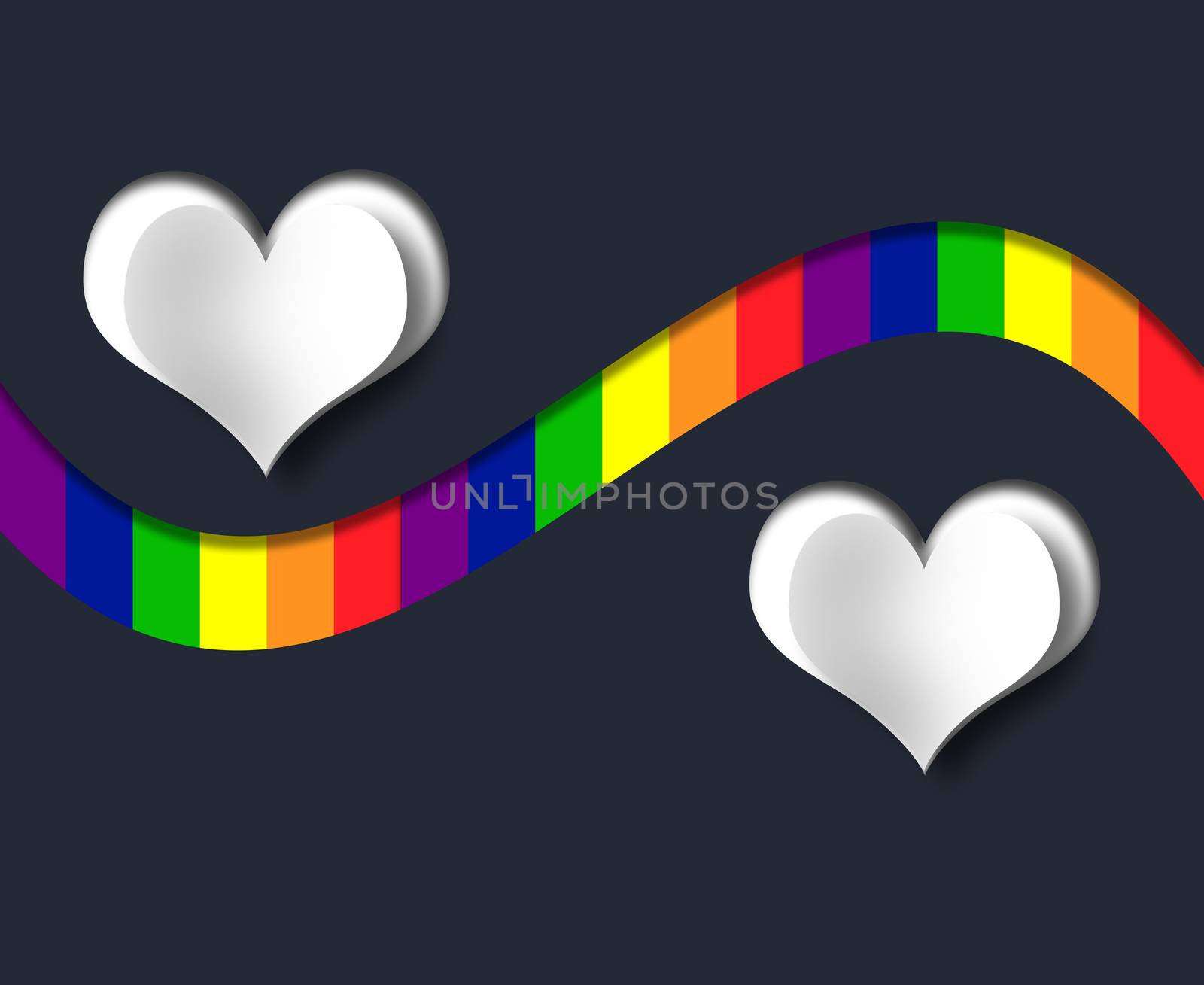 LGBT community flag with 3D hearts on black background by NelliPolk