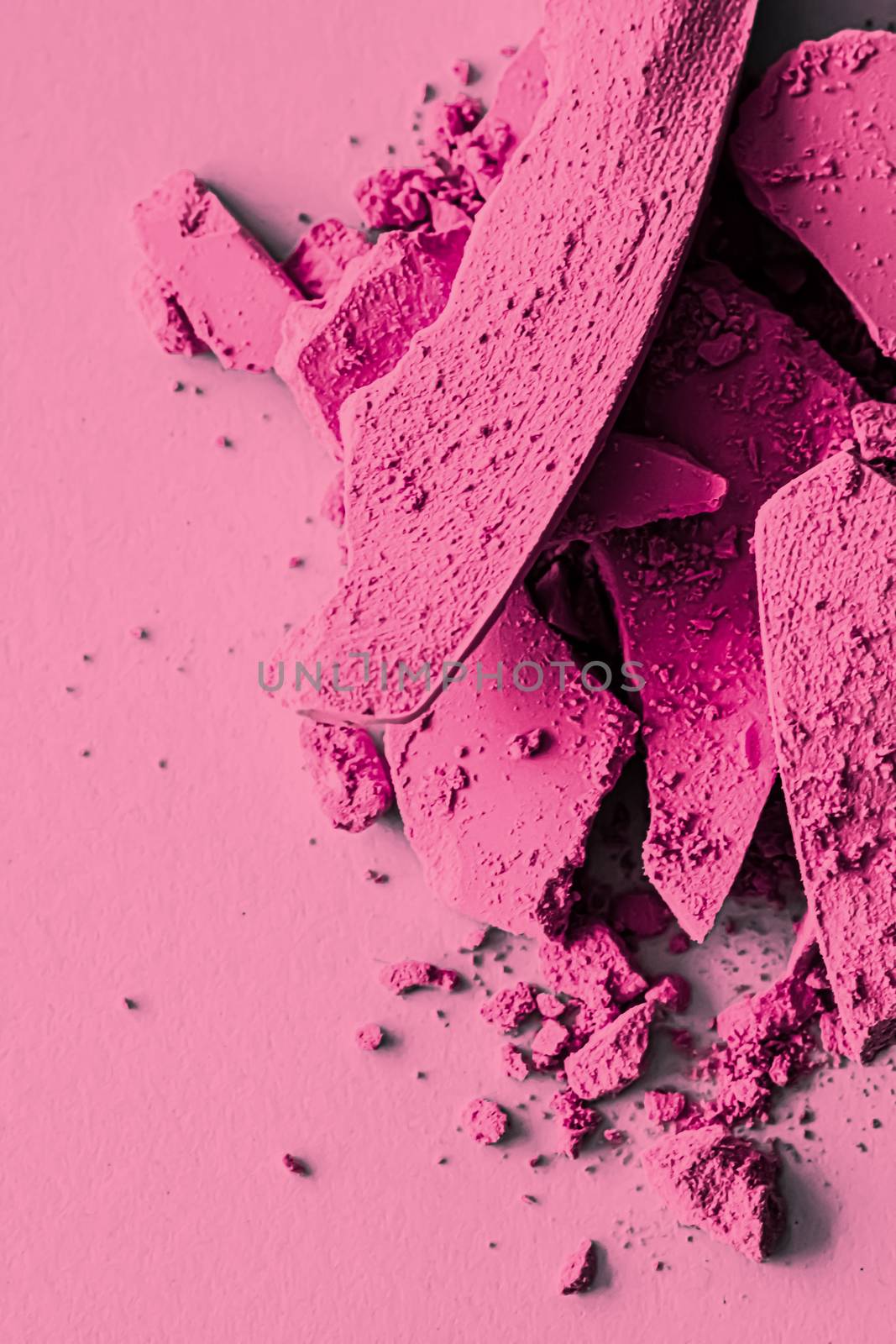 Pink eye shadow powder as makeup palette closeup, crushed cosmetics and beauty texture by Anneleven