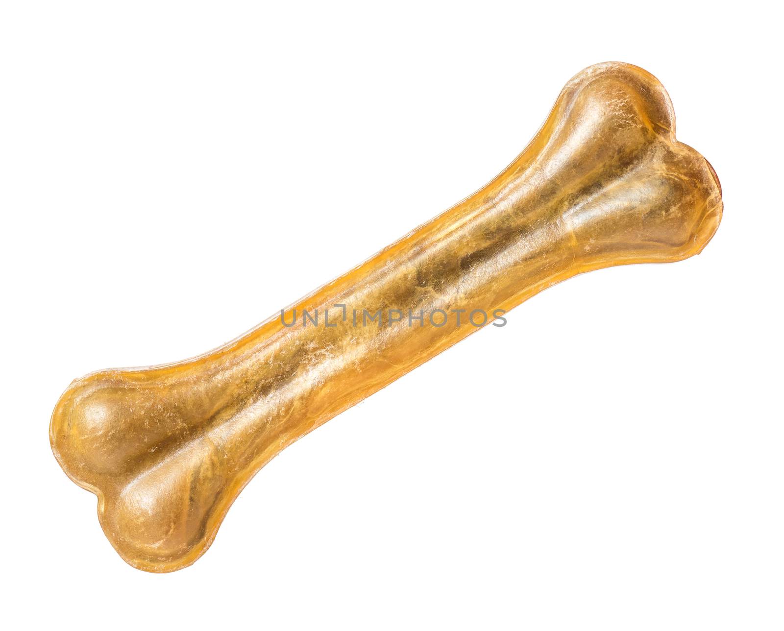 Artificial dog chew bone food with vitamins isolated on white background