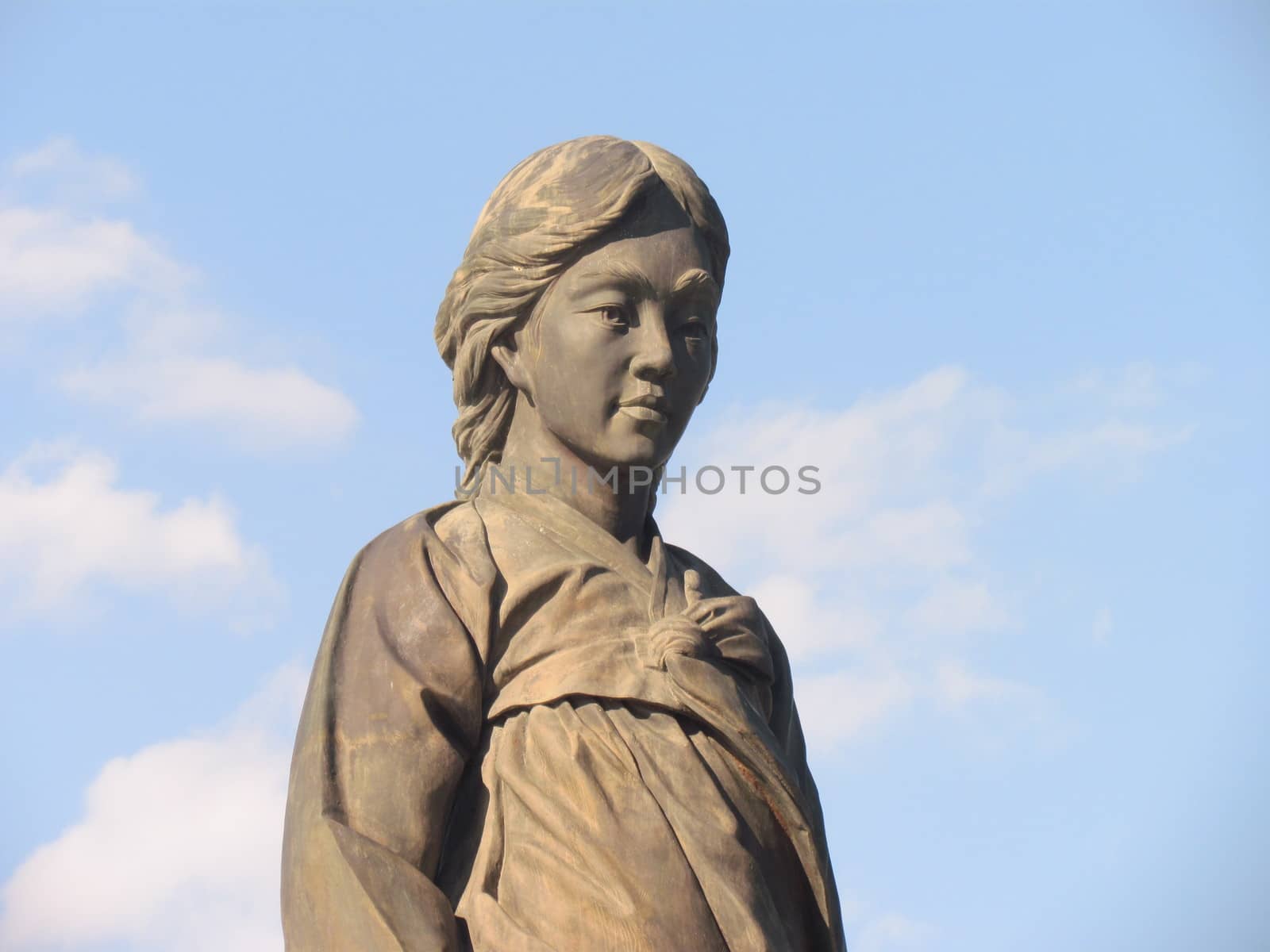 The Statue of Soyanggang Cheonyeo(Virgin) in Chuncheon, South Korea- Sep, 2020 : It was built in 2005 to spread the song of "Soyanggang Cheonyeo" well known as the national popular song of Korea
