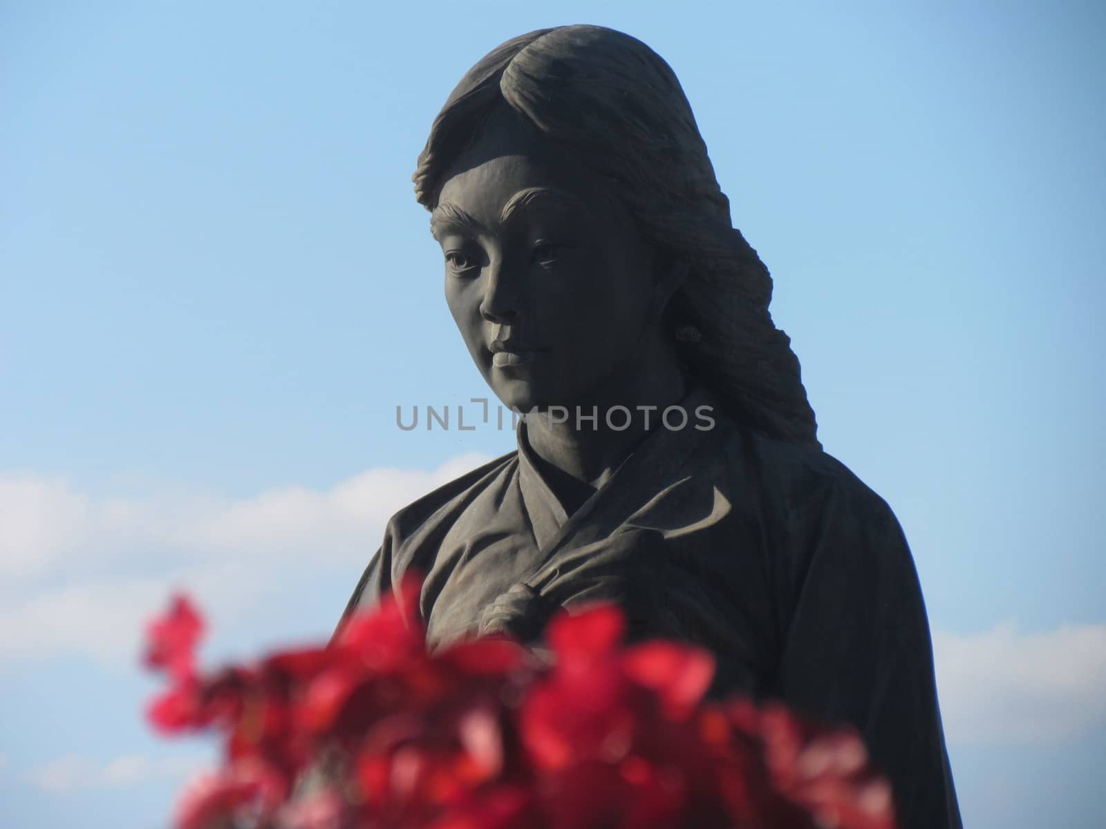The Statue of Soyanggang Cheonyeo(Virgin) in Chuncheon, South Korea- Sep, 2020 : It was built in 2005 to spread the song of "Soyanggang Cheonyeo" well known as the national popular song of Korea